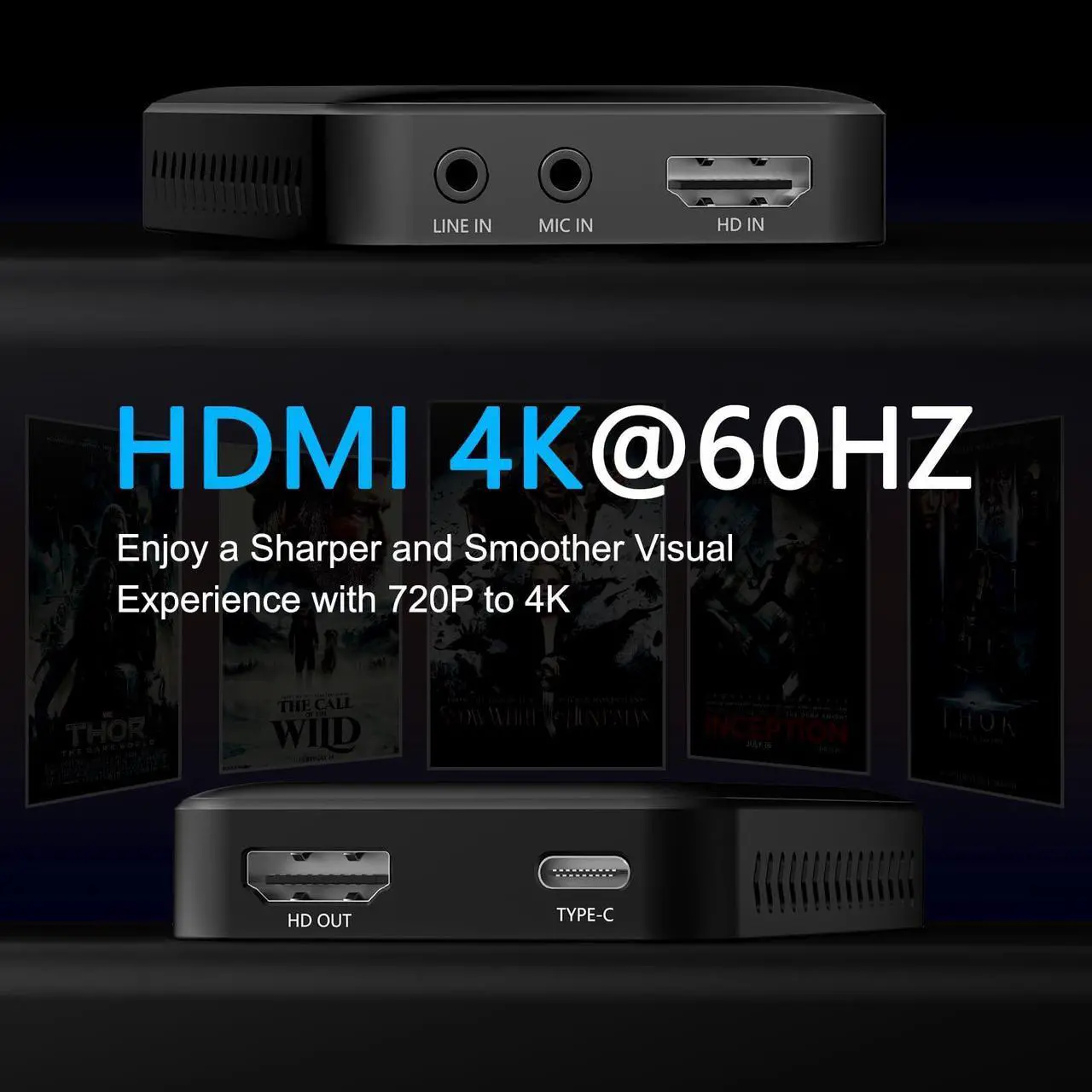 Alt view image 2 of 4 - Video Capture Card Black, 4K 60HZ Single HDMI Input Video Capture Card 1080P/60Hz HDMI to USB 3.0 Audio Video Capture Card Compatible with Windows 7/8/8.1/10/11, Linux and Mac OS