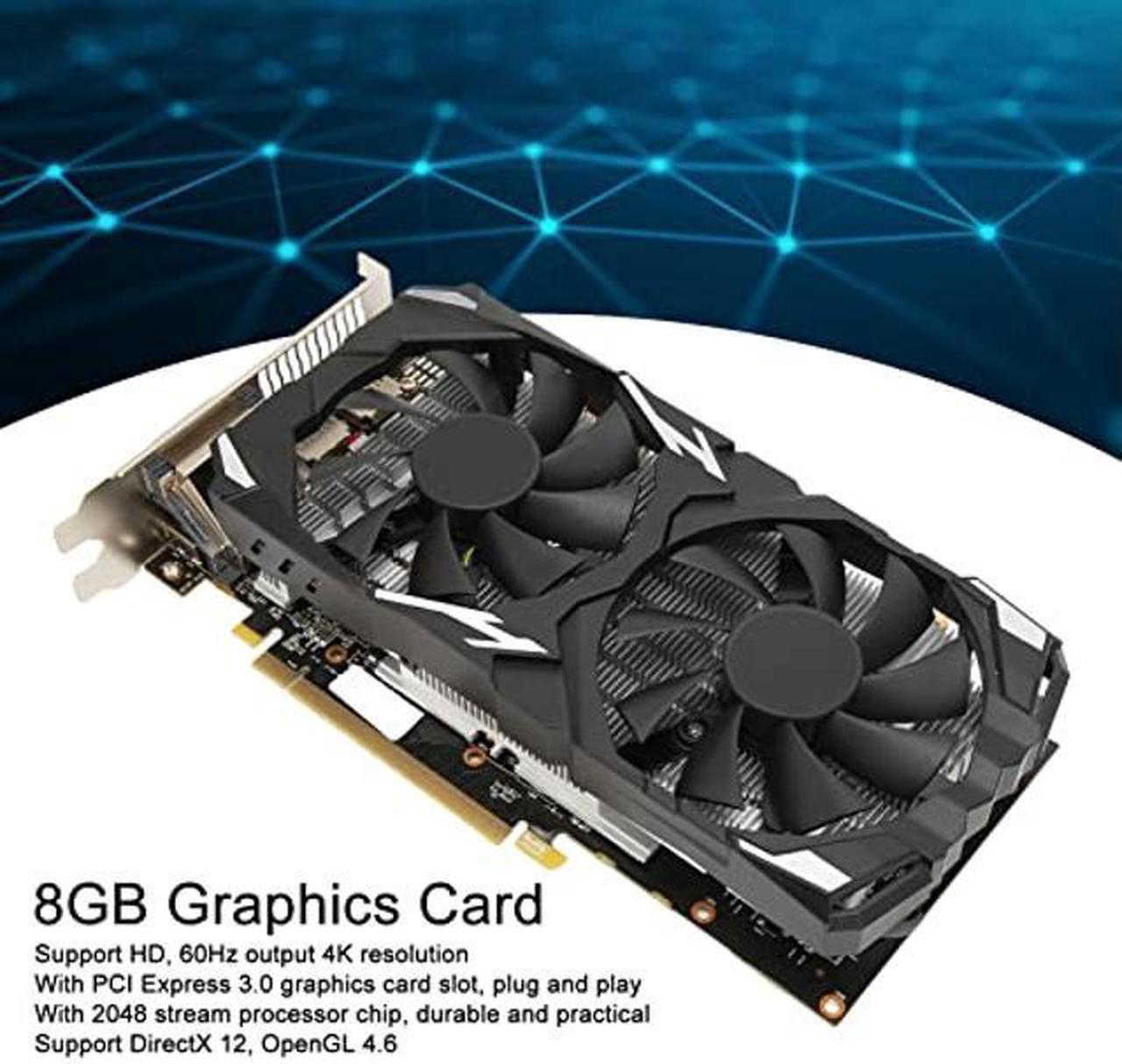 Alt view image 2 of 5 - Gaming Graphics Card, RX 580 Graphics Card 8GB GDDR5 256bit Support 8K 16 PCI Express 3.0 2 Cooling Fans Gaming Graphics Card