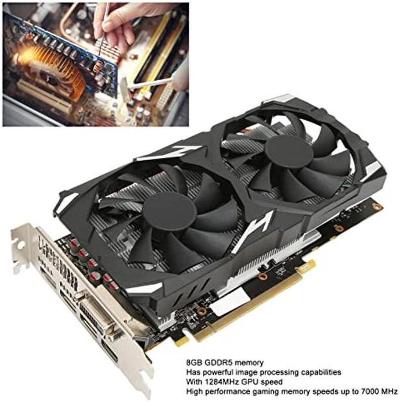 Alt view image 5 of 5 - Gaming Graphics Card, RX 580 Graphics Card 8GB GDDR5 256bit Support 8K 16 PCI Express 3.0 2 Cooling Fans Gaming Graphics Card