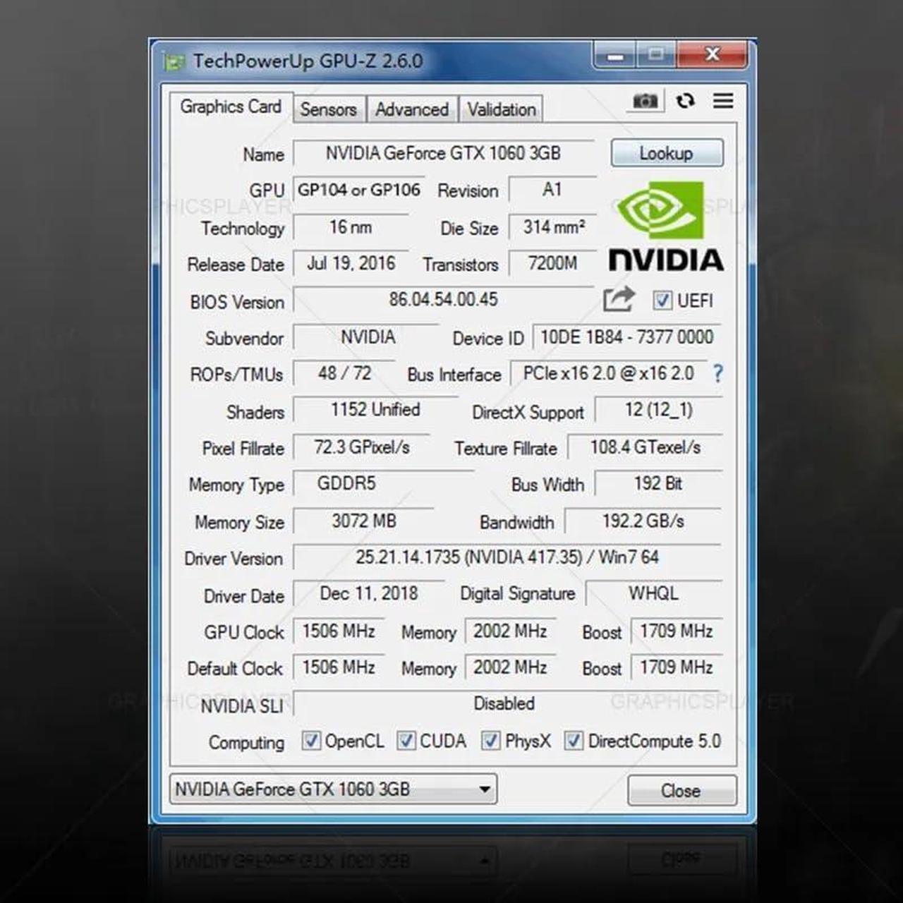 Alt view image 4 of 4 - XUANMO NIVIDIA Geforce GTX1060 3GB Gaming Graphics Card Video Card gem GDDR5 PCI Express x16 3.0 8008 MHz Output Interface HDMI DP DVI (3GB)