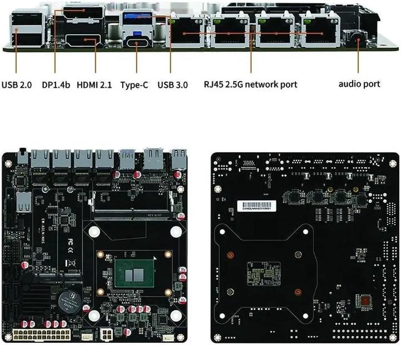 Alt view image 3 of 5 - HKUXZR N100 Industrial Motherboard NAS 4 Cores 4 Threads Low Power Processor 4x2.5G i226 Network M.2 Slot 6xSATA DP HDMI 2.0 PCIE x1