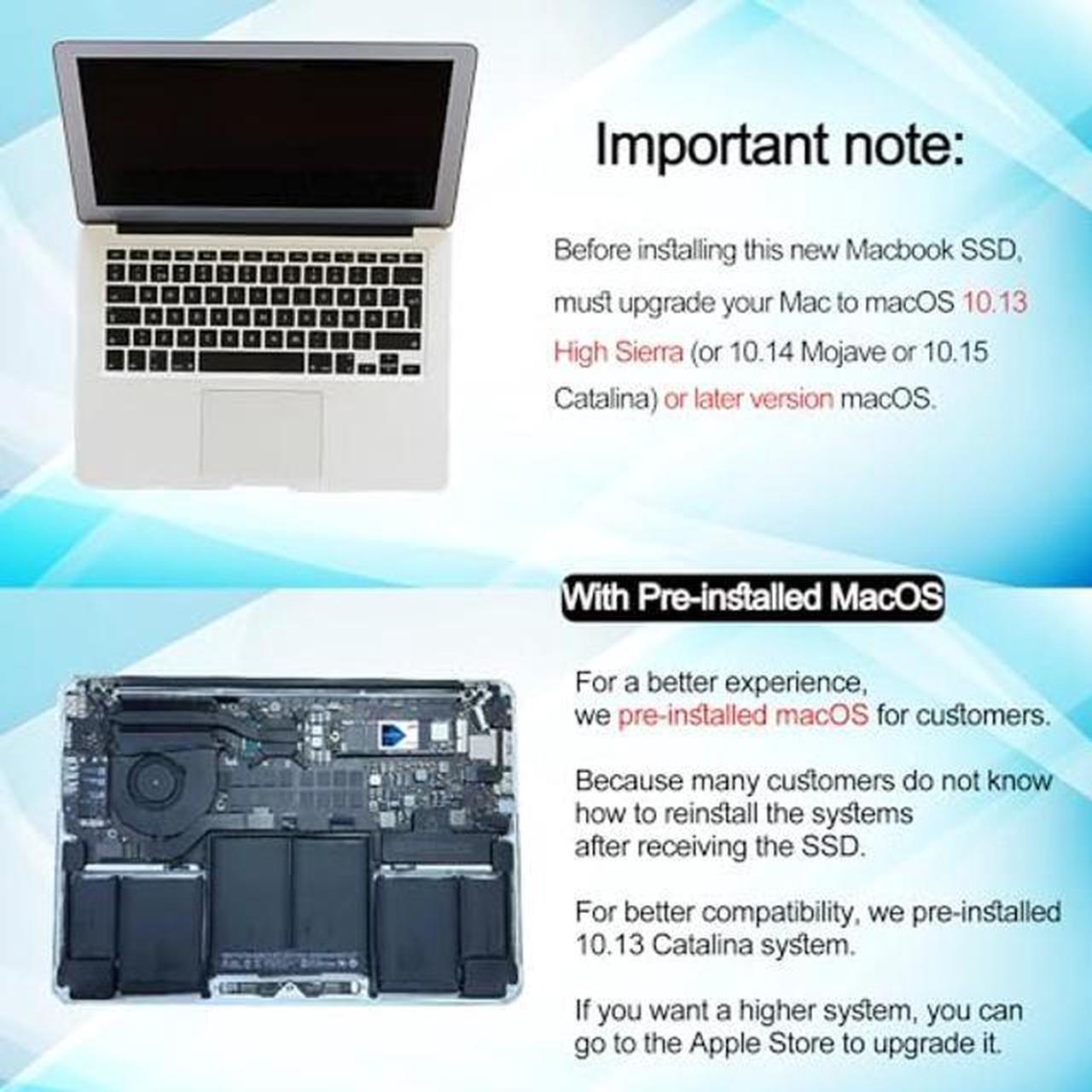 Alt view image 2 of 5 - Jorkar 256GB SSD for MacBook Upgrade NVMe PCIe Gen3x4 M.2 2280, Internal Solid State Drive for MacBook Air A1466 A1465(2013-2015,2017)/for MacBook Pro A1398 A1502(Retina 2013-2015)