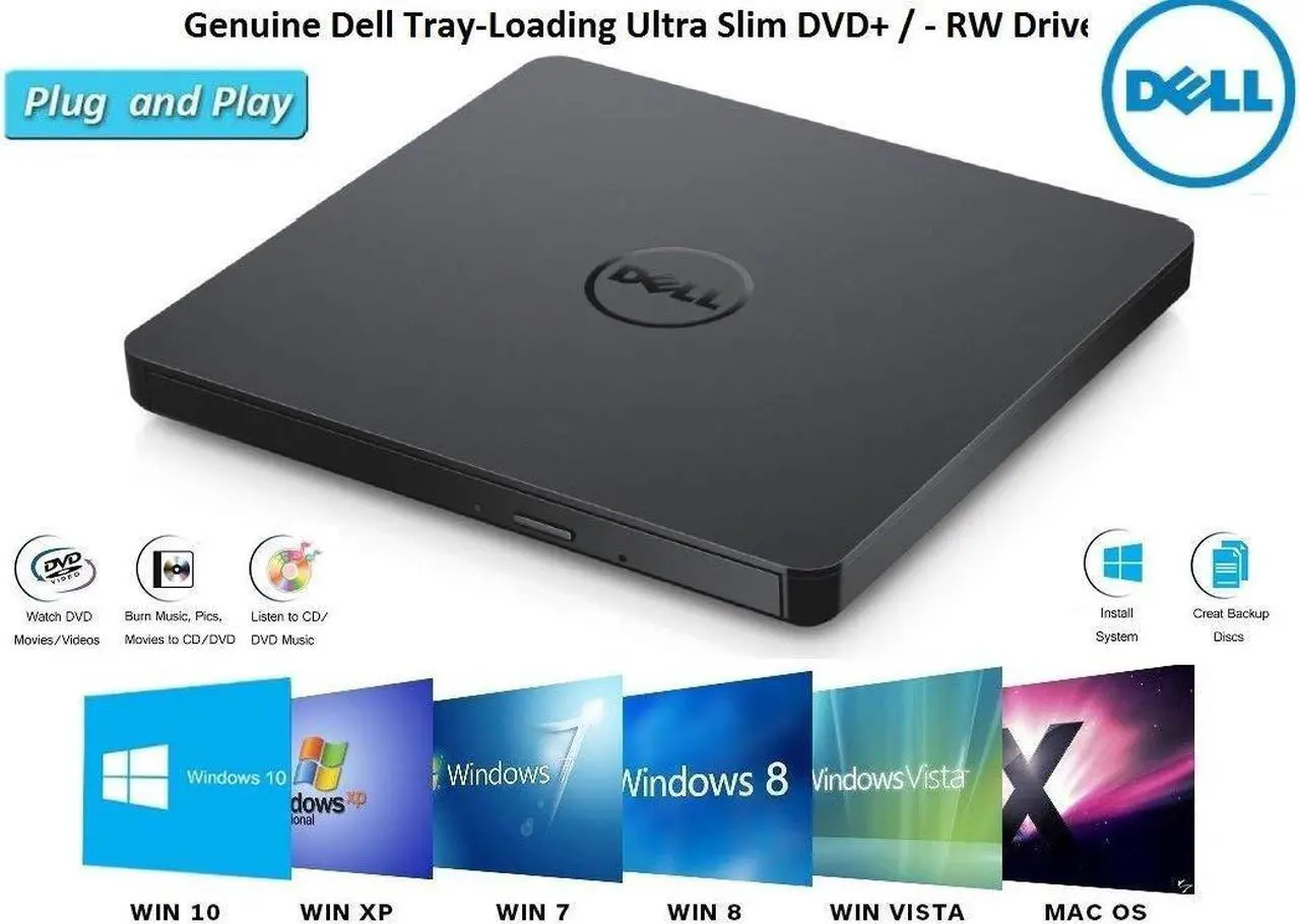 Alt view image 2 of 5 - USB External DVD Drive COMPATIBLE for Microsoft Windows 10 / Vista /7/8.1, Mac OS, Dell ,Acer , ASUS, Apple , Samsung, Lenovo Laptop Notebook UltraBook PC Desktop,CD/DVD-RW Drive, CD-RW Rewriter