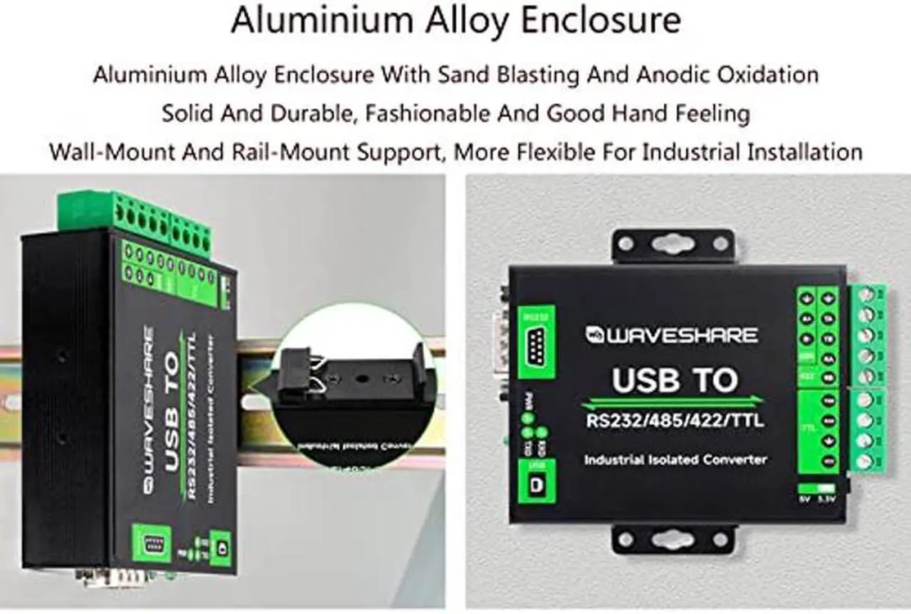 Alt view image 2 of 5 - USB to RS232/485/422/TTL Converter with FT232RNL Chip, Industrial Isolated USB Adapter with Multiple Protection, Support Multi Devices and Android, Windows 11 / 10 / 8.1 / 8 / 7, Etc Multi System