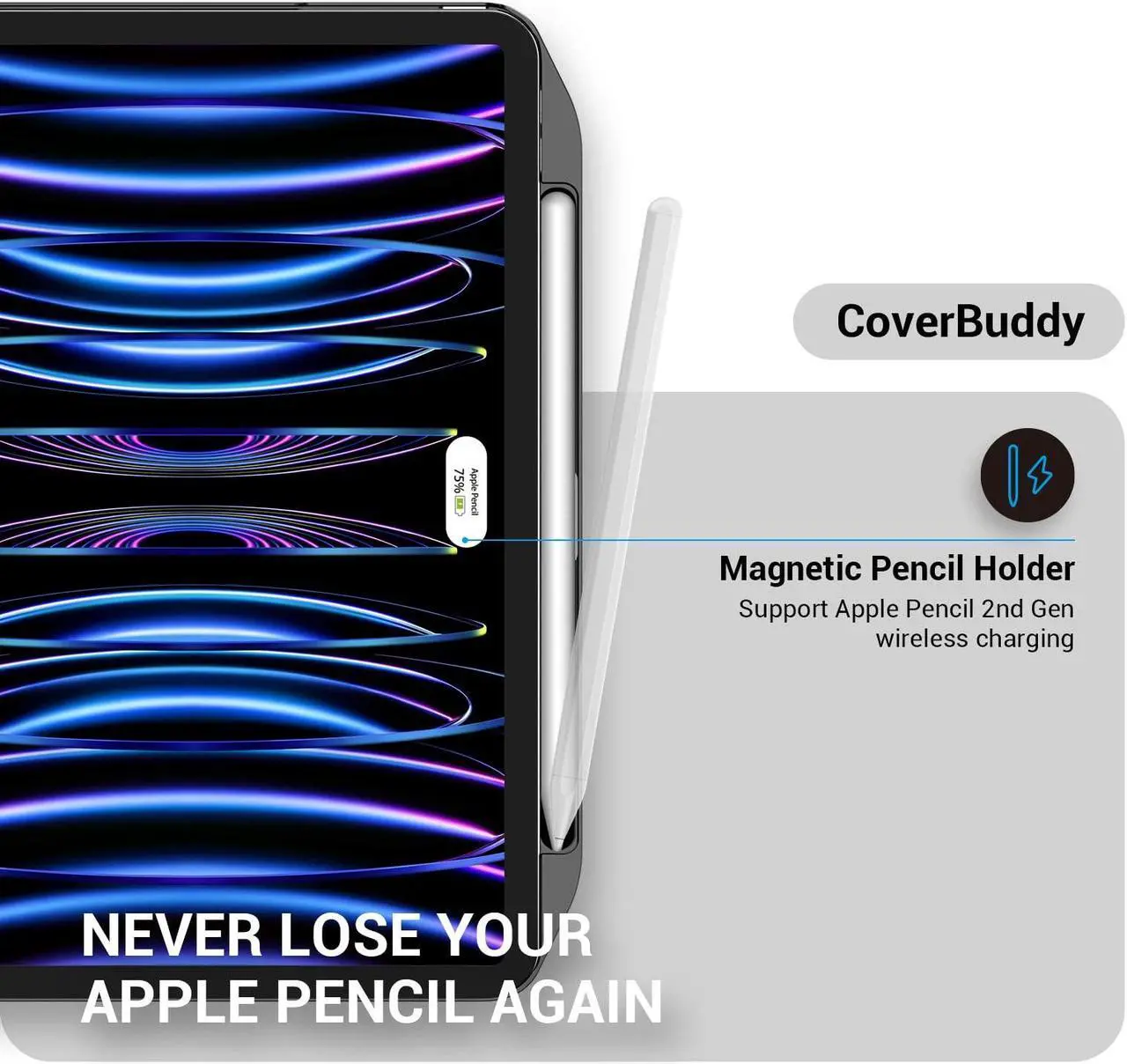 Alt view image 4 of 5 - SwitchEasy CoverBuddy Case for iPad Pro 12.9" Compatible with Magic Keyboard & Smart Keyboard Folio (Keyboard Not Included) | with Pencil Holder | for 2021-2022 iPad Pro 12.9" 5th-6th Gen - Black