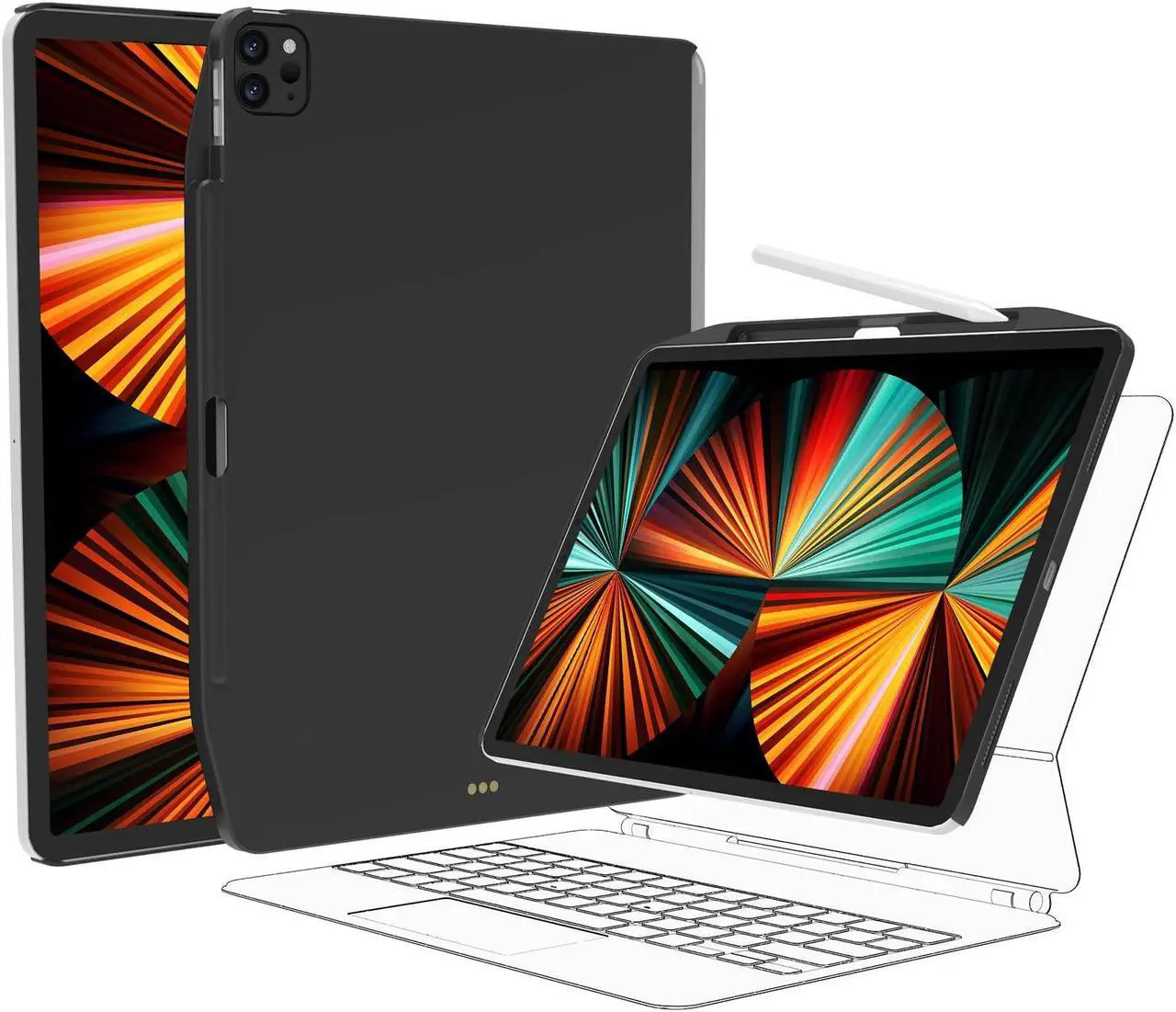 Main image of SwitchEasy CoverBuddy Case for iPad Pro 12.9" Compatible with Magic Keyboard & Smart Keyboard Folio (Keyboard Not Included) | with Pencil Holder | for 2021-2022 iPad Pro 12.9" 5th-6th Gen - Black