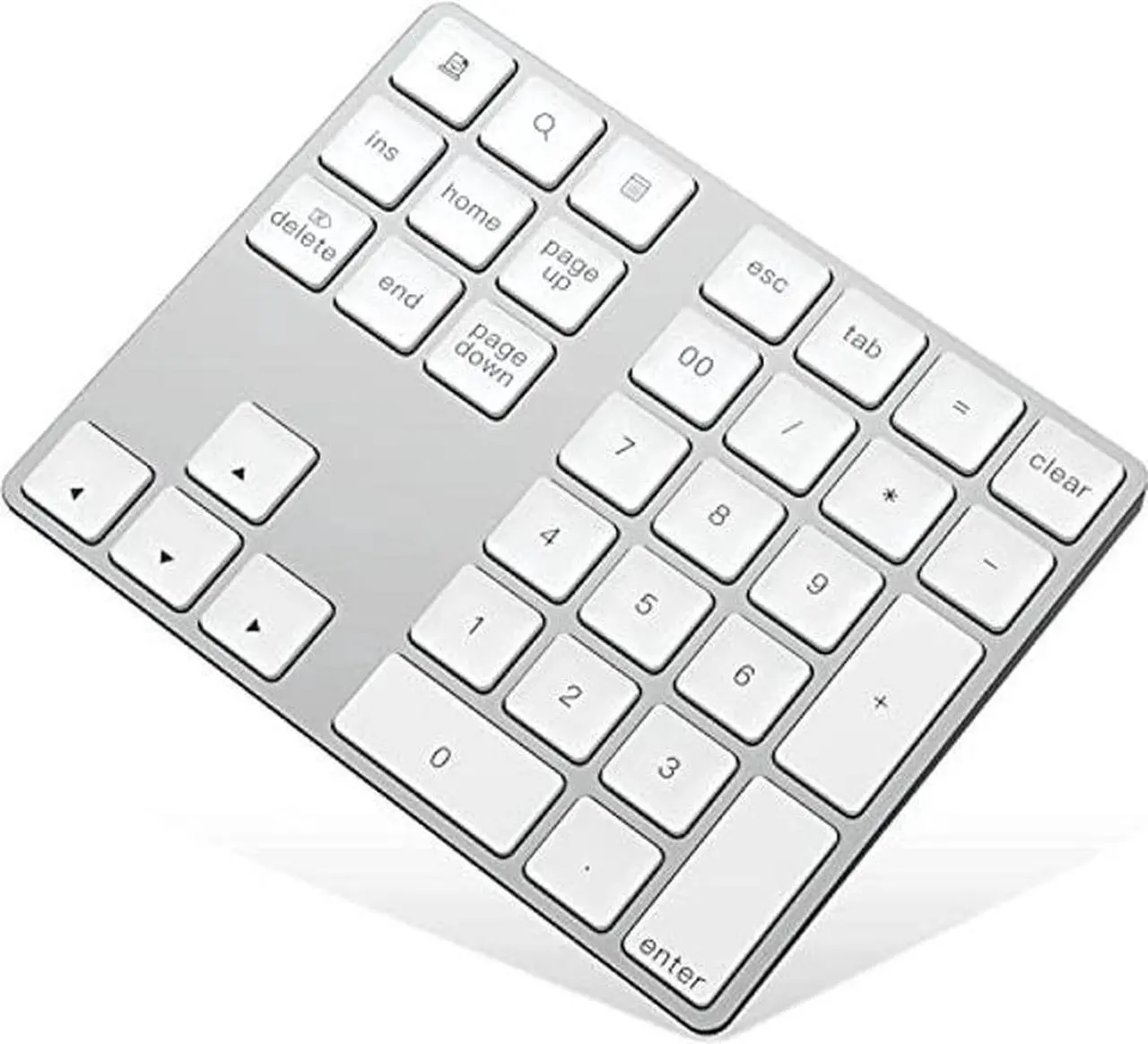 Main image of Bluetooth Number Pad Aluminum Rechargeable Wireless Numeric Keypad Slim 34-Keys External Numpad Keyboard Data Entry Compatible for Laptops, PC, Desktop, Computers, ETC (Silver)