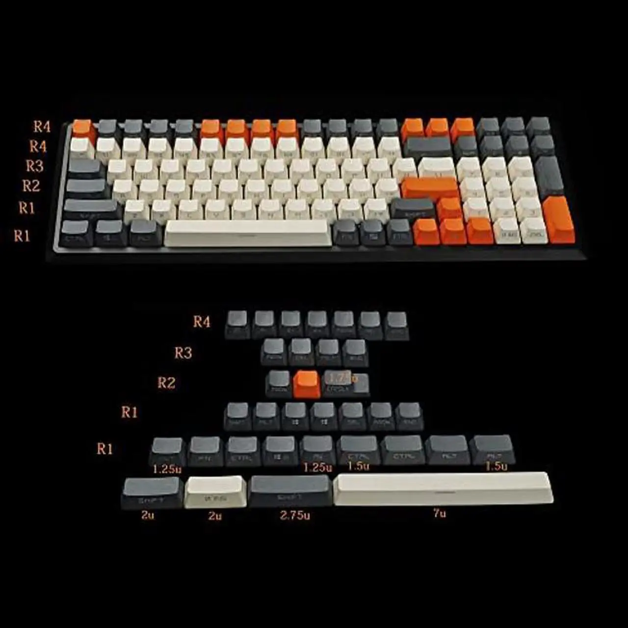 Alt view image 2 of 5 - YMDK 133 Key Carbon PBT Double Shot Side-lit Shine Through Backlit keycaps OEM Profile for MX Mechanical Keyboard 108 96 87 NJ80 KBD67 ID80 84 68 64