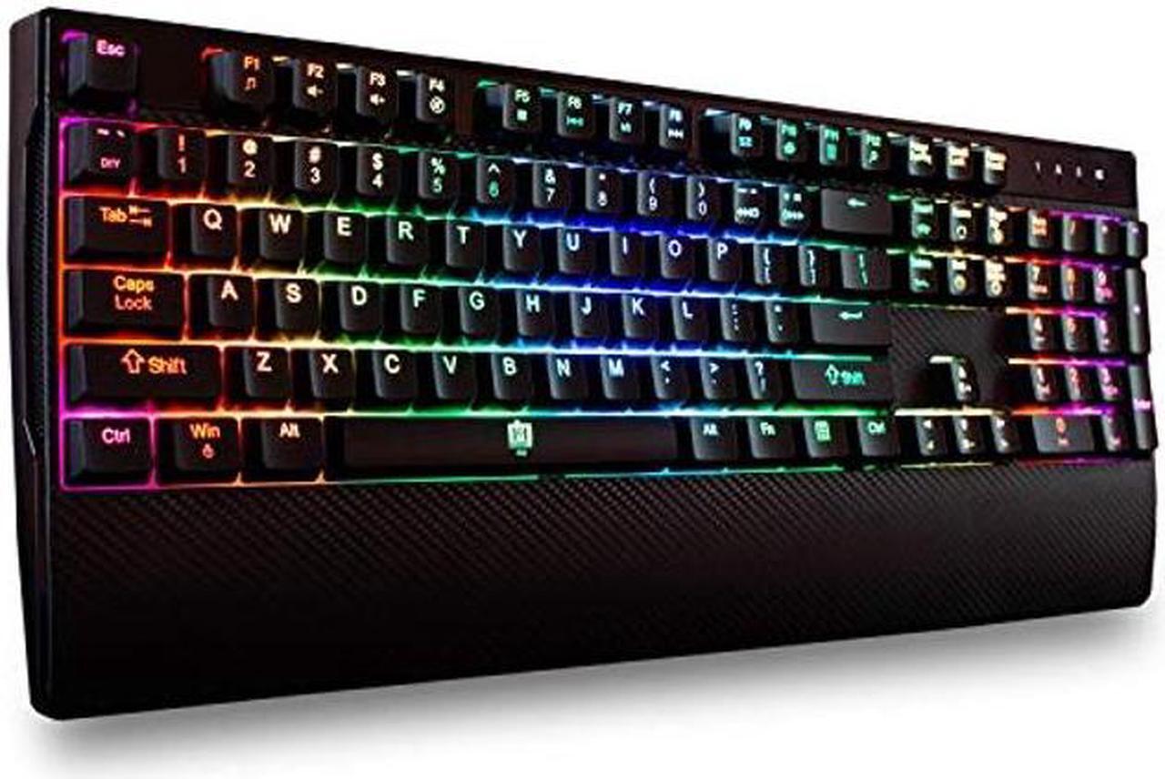 Main image of Deco Gear Mechanical Gaming Keyboard, Anti-Ghosting, Ergonomic Fixed Palm Rest, Full Customizable RGB Backlit, Carbon Fiber Design, Outemu Blue Switch, Wired, Black