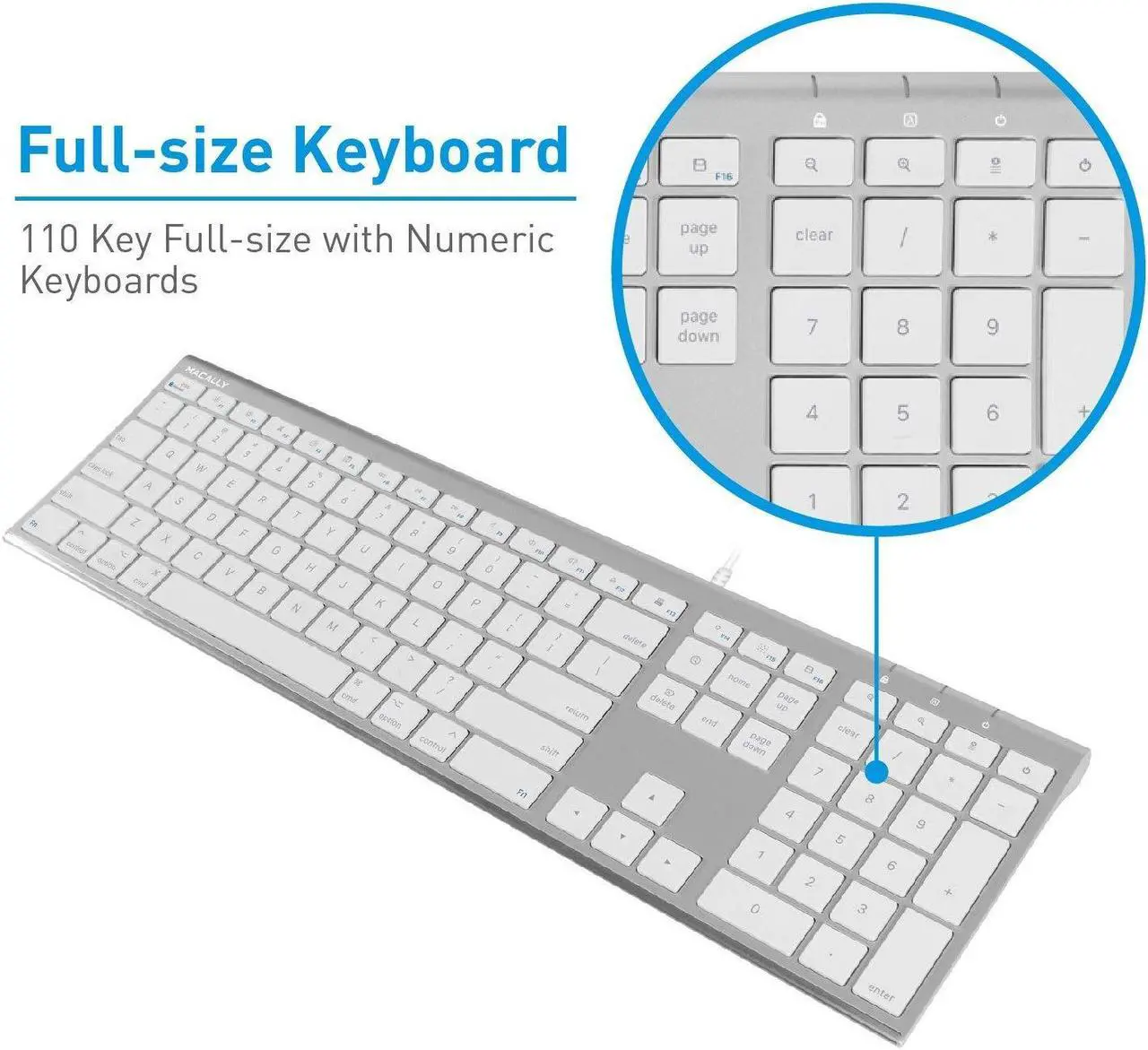 Alt view image 3 of 5 - Macally Ultra Slim Wired Computer Keyboard and a Silent Wired Mouse, Ultimate Apple Accessories