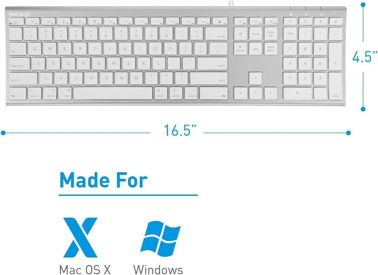 Alt view image 5 of 5 - Macally Ultra Slim Wired Computer Keyboard and a Silent Wired Mouse, Ultimate Apple Accessories