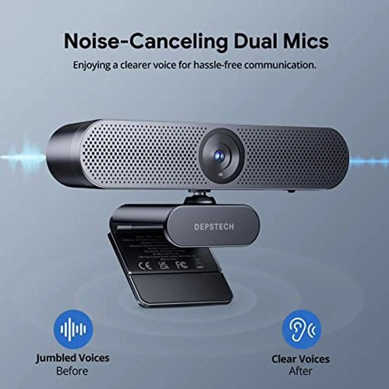 Alt view image 4 of 5 - Webcam 4K, DEPSTECH DW50 Webcam with Remote, Sony Sensor Computer Camera with Mic, Noise-Canceling, Auto-Focus, Low Light Correction, Privacy Cover, Ideal for Streaming,Teams,OBS,PC,Laptop and Desktop