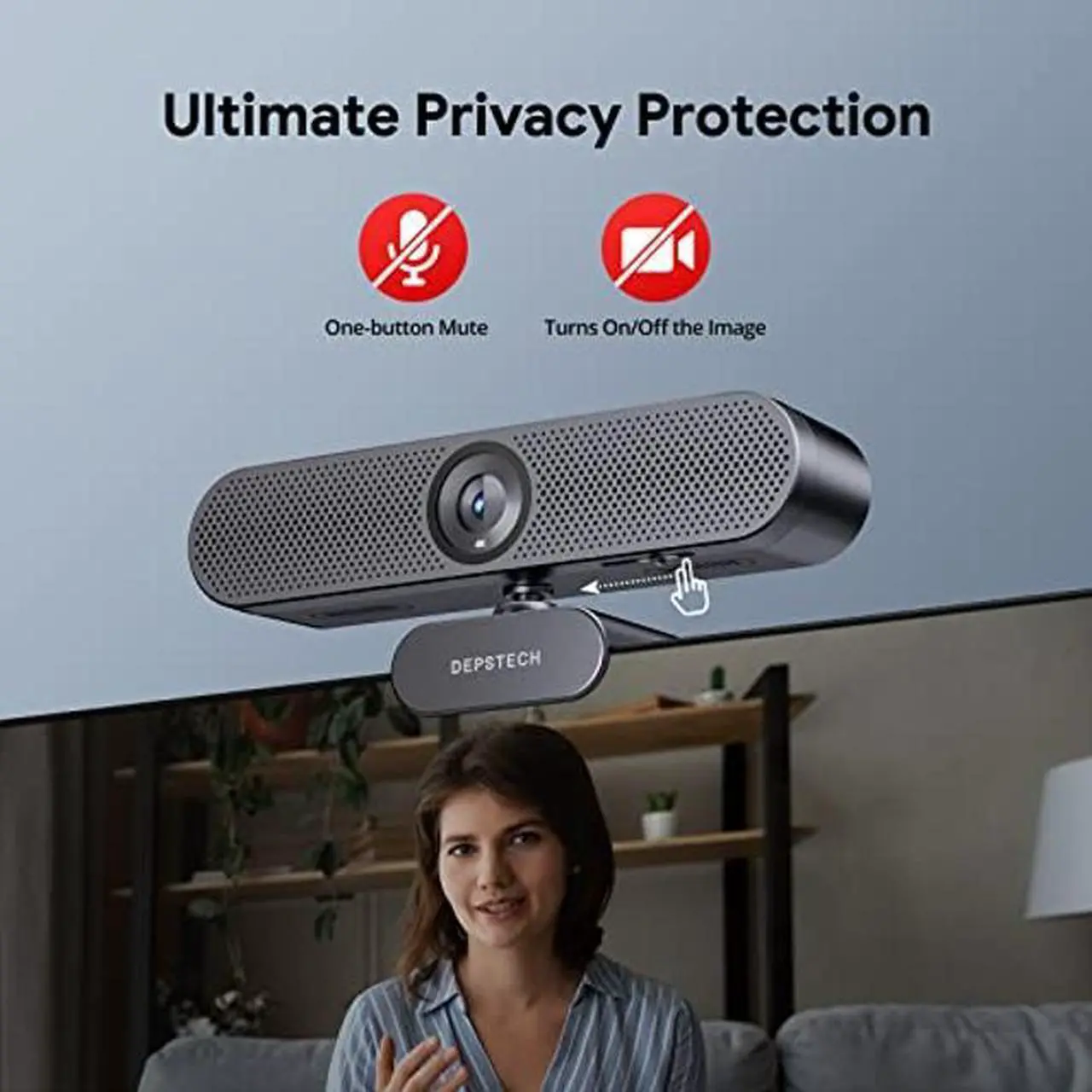 Alt view image 5 of 5 - Webcam 4K, DEPSTECH DW50 Webcam with Remote, Sony Sensor Computer Camera with Mic, Noise-Canceling, Auto-Focus, Low Light Correction, Privacy Cover, Ideal for Streaming,Teams,OBS,PC,Laptop and Desktop