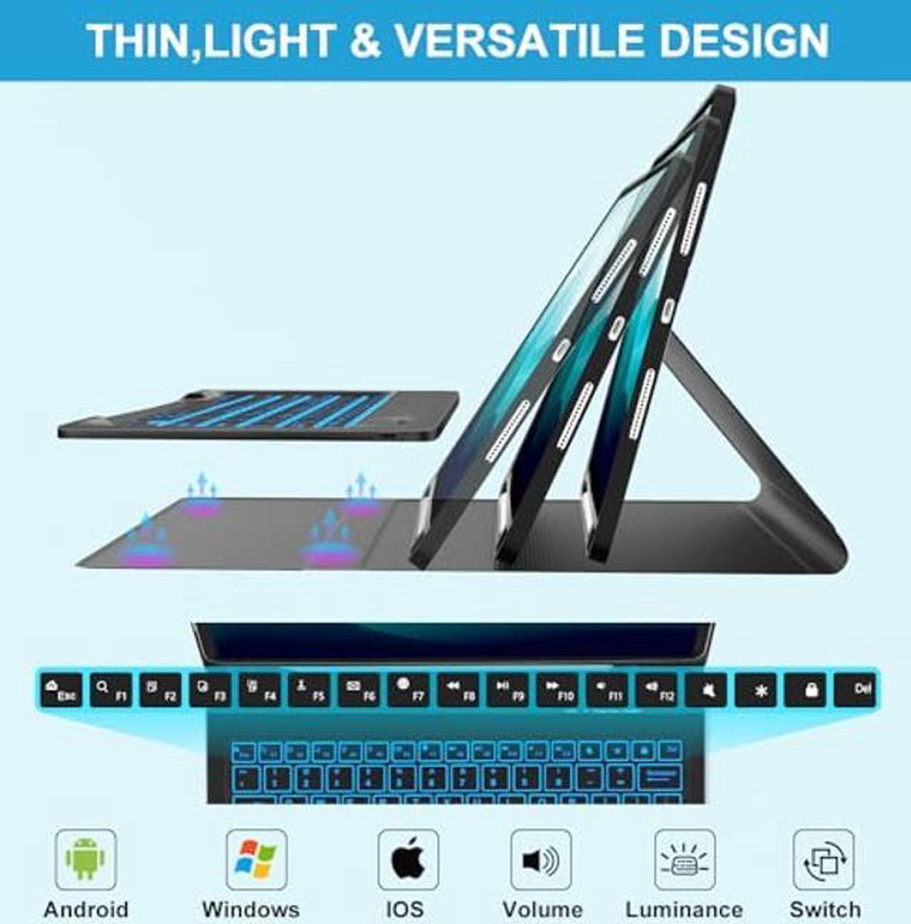 Alt view image 5 of 5 - FARYODI iPad Pro 12.9 Case with Keyboard - Smart Folio Cover with Detachable Backlit Keyboard & Pencil Holder, iPad Pro 12.9-inch Keyboard case for 6th,5th,4th,3rd Generation, Black