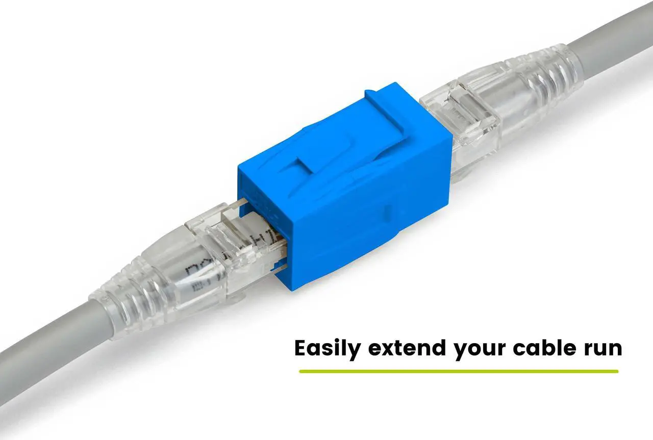 Alt view image 4 of 5 - trueCABLE Cat6 Keystone Jack Coupler, Unshielded (UTP), PoE++ (4PPoE), UL Listed, ETL Verified, ANSI/TIA 568-2.D Cat 6 Performance Compliant, Female to Female RJ45 Couplers, Blue, 6 Pack