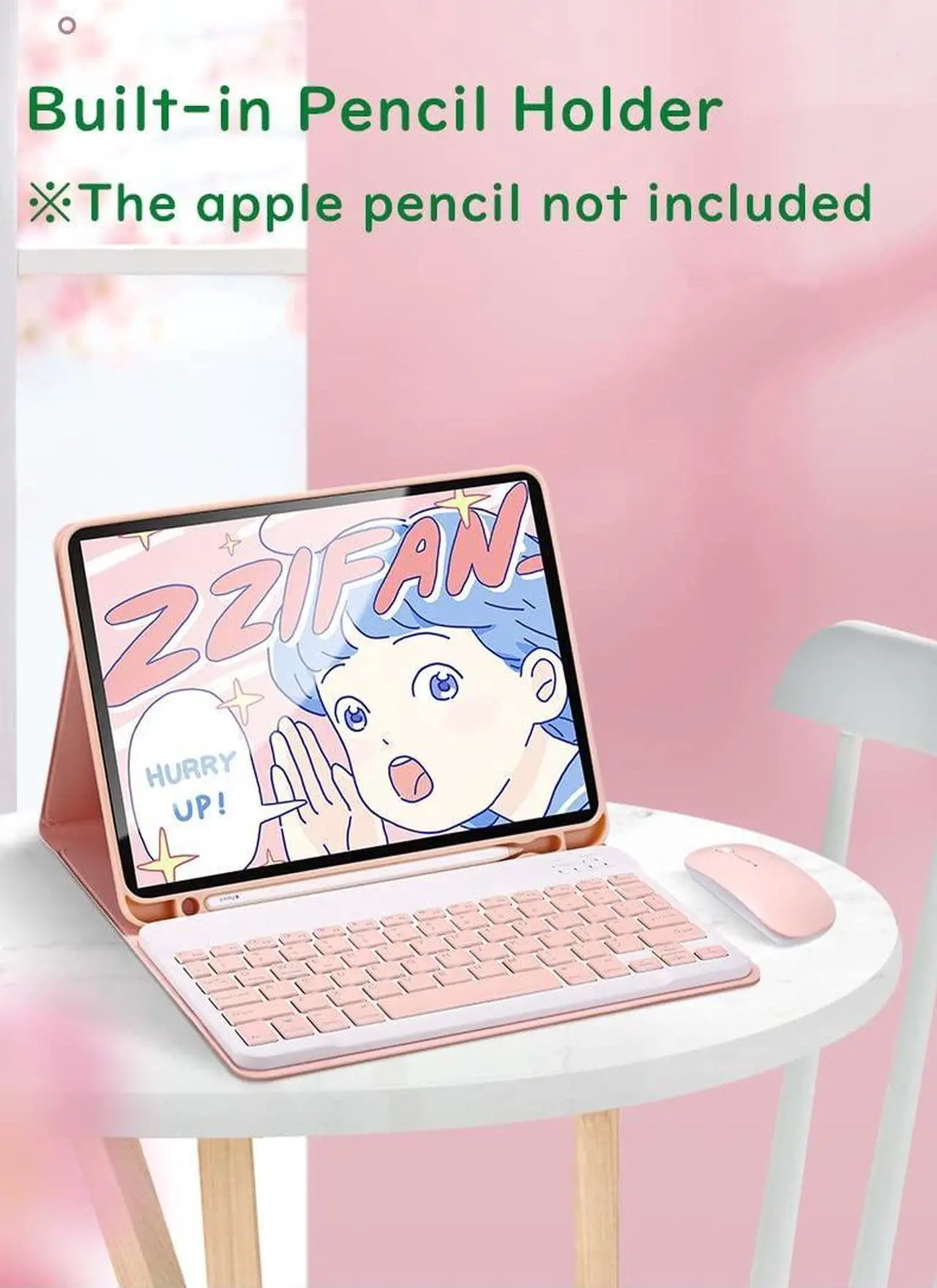 Alt view image 5 of 5 - YEEHi Color Keyboard for iPad 6th 5th Generation Air 2 iPad Pro 9.7 Keyboard Case with Mouse Cute Detachable Removable Wireless Bluetooth Keyboard Cover (Black)