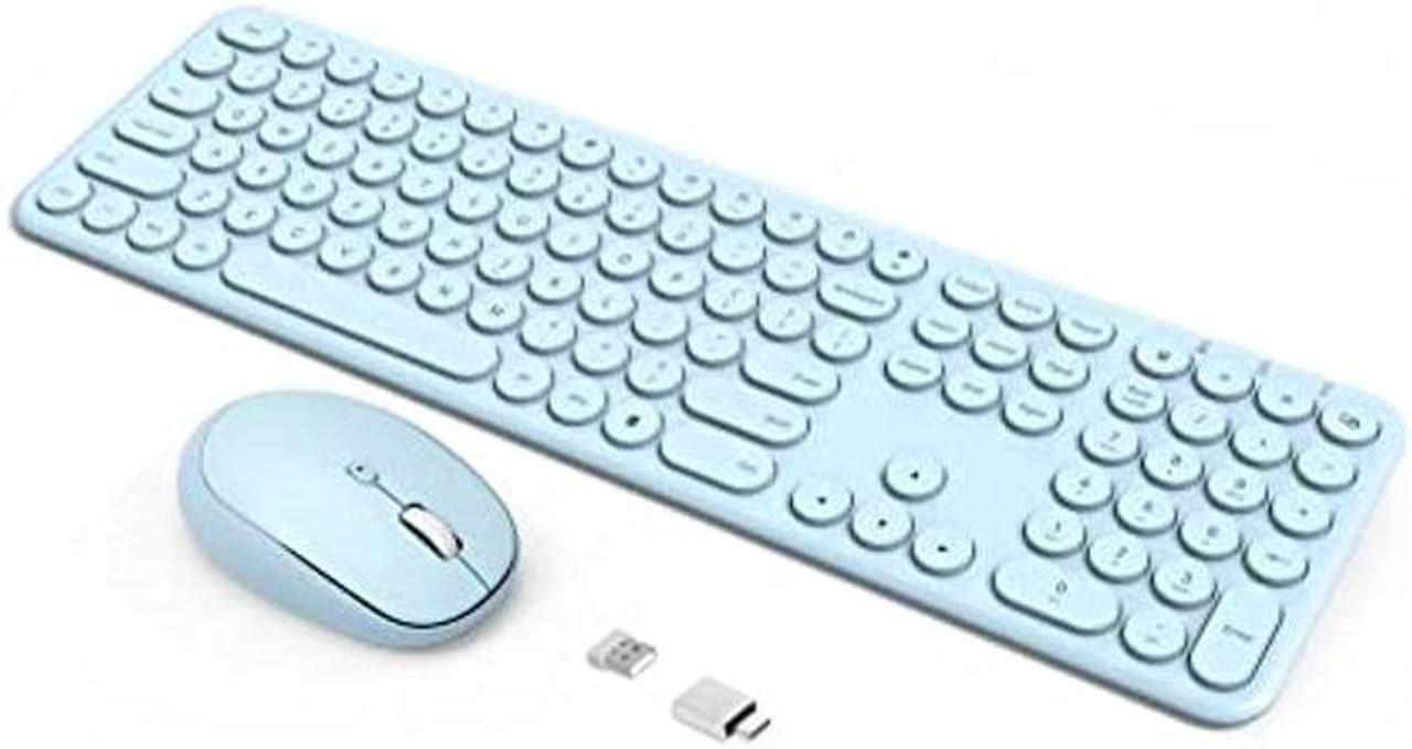 Main image of Wireless Keyboard Mouse Combo - 2.4Ghz Aesthetic Quiet Keyboard and Mouse Wireless - 110 Keys Full Size Ultra-Thin Keyboard for Laptop, Computer, PC, Notebook, Windows, Mac OS (Blue)
