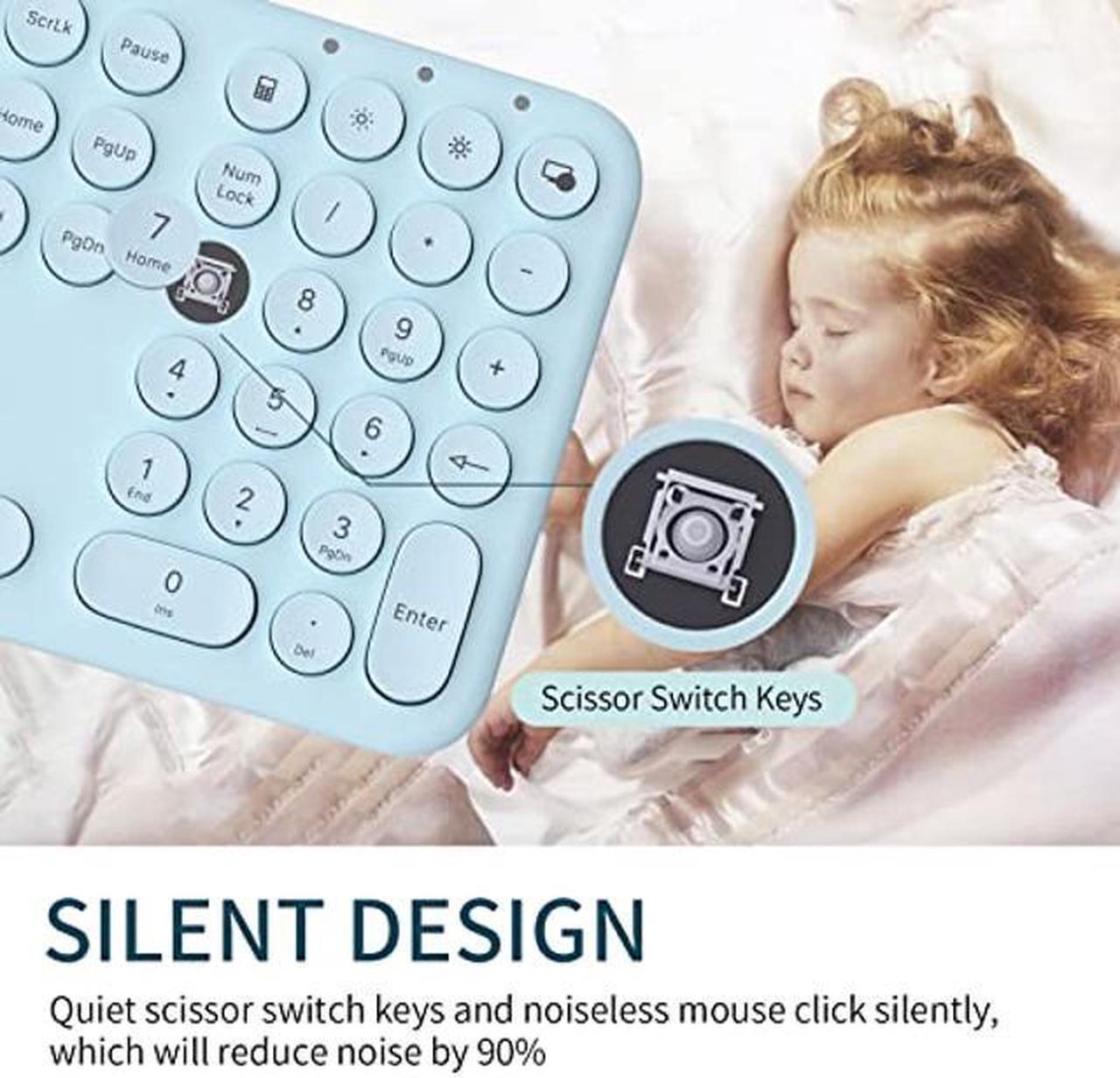Alt view image 3 of 5 - Wireless Keyboard Mouse Combo - 2.4Ghz Aesthetic Quiet Keyboard and Mouse Wireless - 110 Keys Full Size Ultra-Thin Keyboard for Laptop, Computer, PC, Notebook, Windows, Mac OS (Blue)