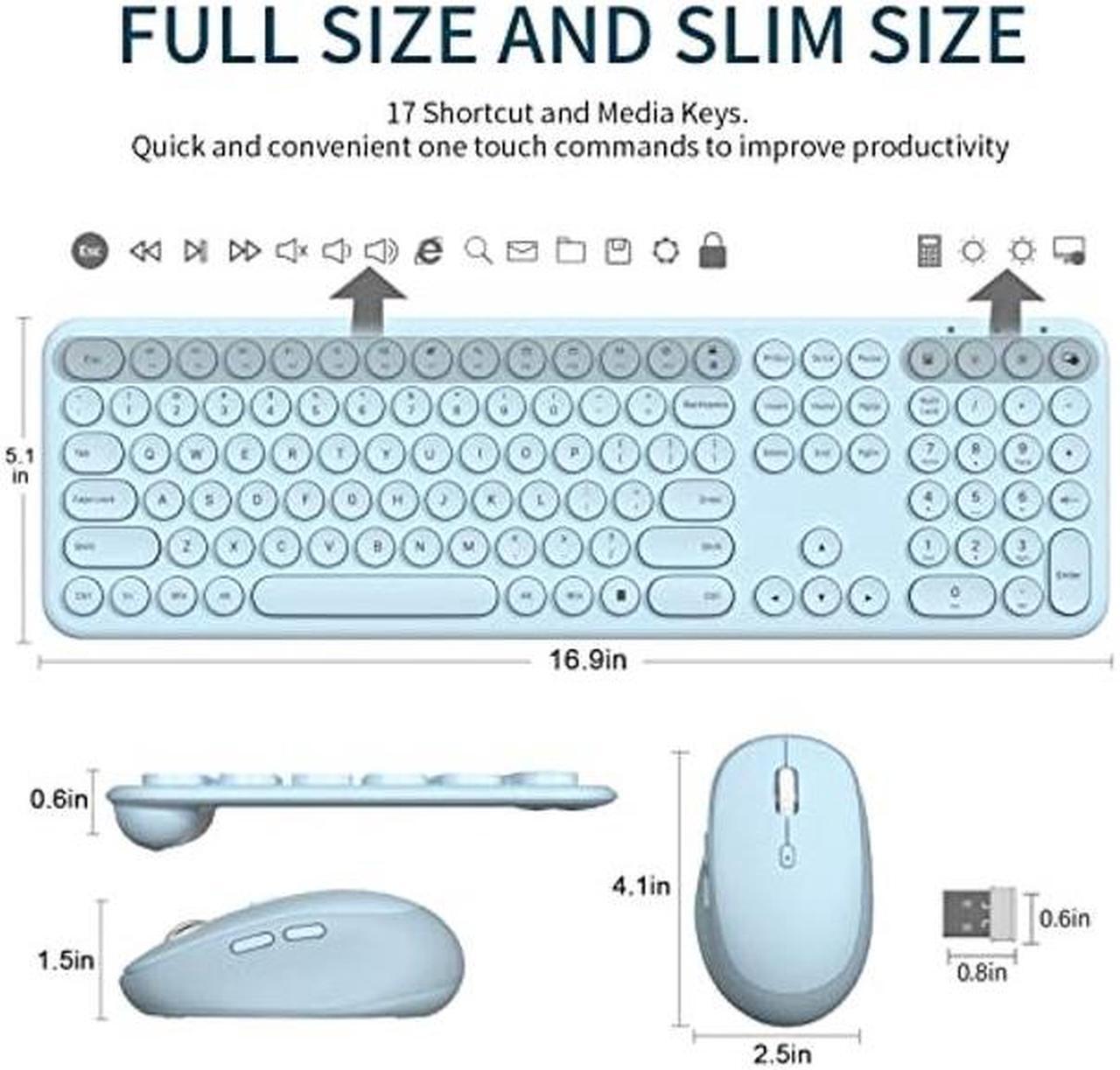 Alt view image 4 of 5 - Wireless Keyboard Mouse Combo - 2.4Ghz Aesthetic Quiet Keyboard and Mouse Wireless - 110 Keys Full Size Ultra-Thin Keyboard for Laptop, Computer, PC, Notebook, Windows, Mac OS (Blue)