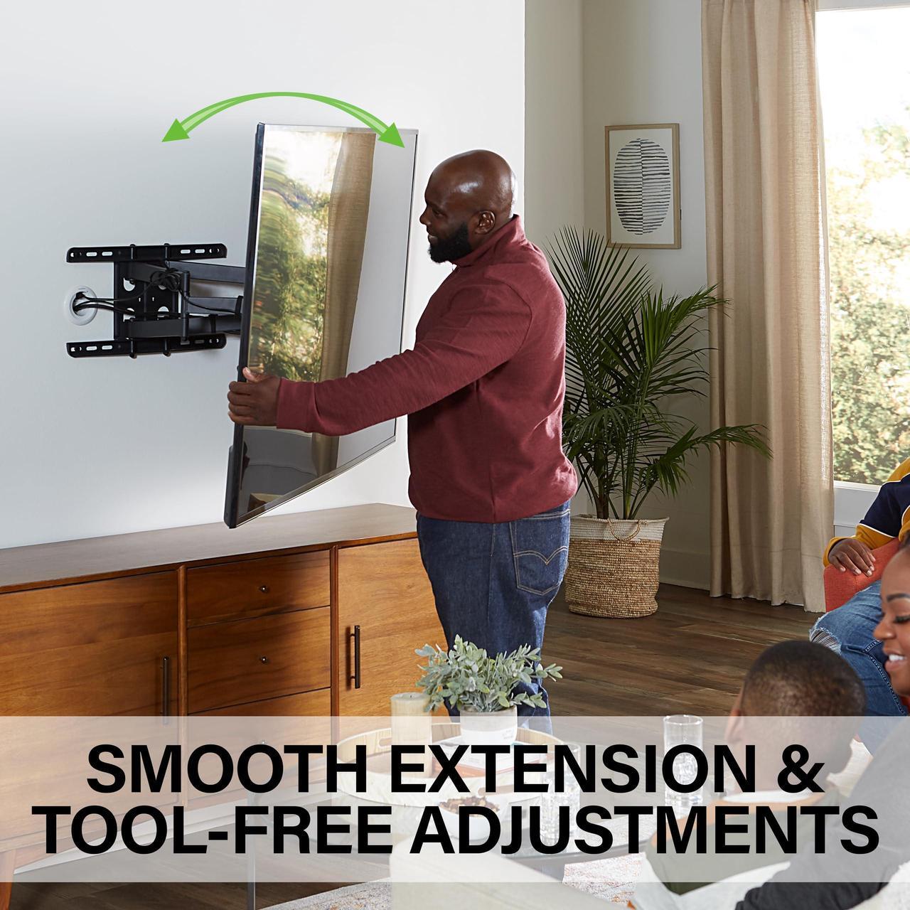 Alt view image 2 of 5 - SANUS TV Mounting Bundle: Premium Full-Motion Wall Mount for Large TVs up to 90" + Soundbar TV Mount Designed for Sonos Arc Soundbar - Sturdy Construction + Smooth Extension, Swivel