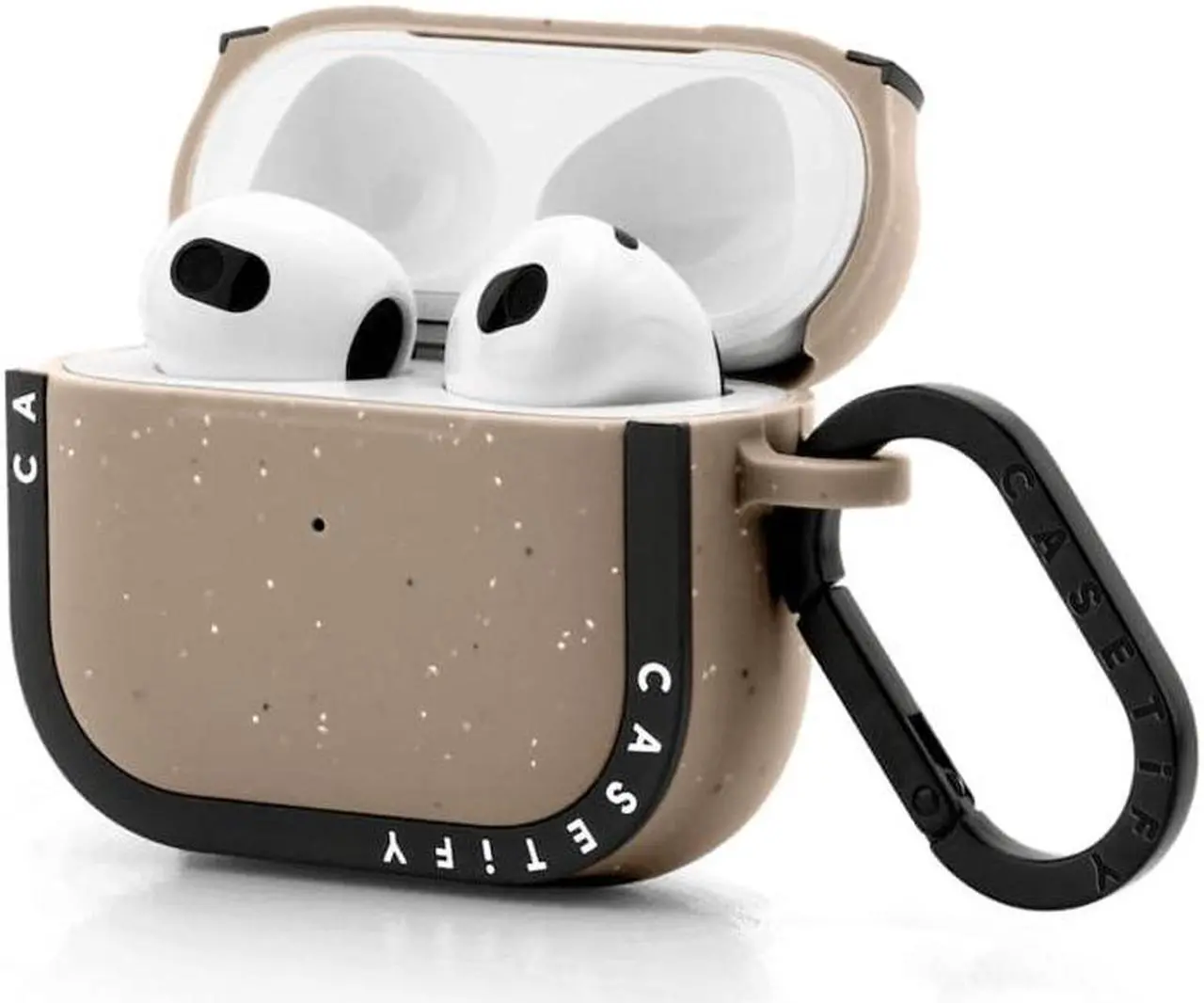 Alt view image 3 of 4 - CASETiFY Airpods (3rd Gen) Bounce Case with Ring - Elsa's Snowflake - Matte Taupe