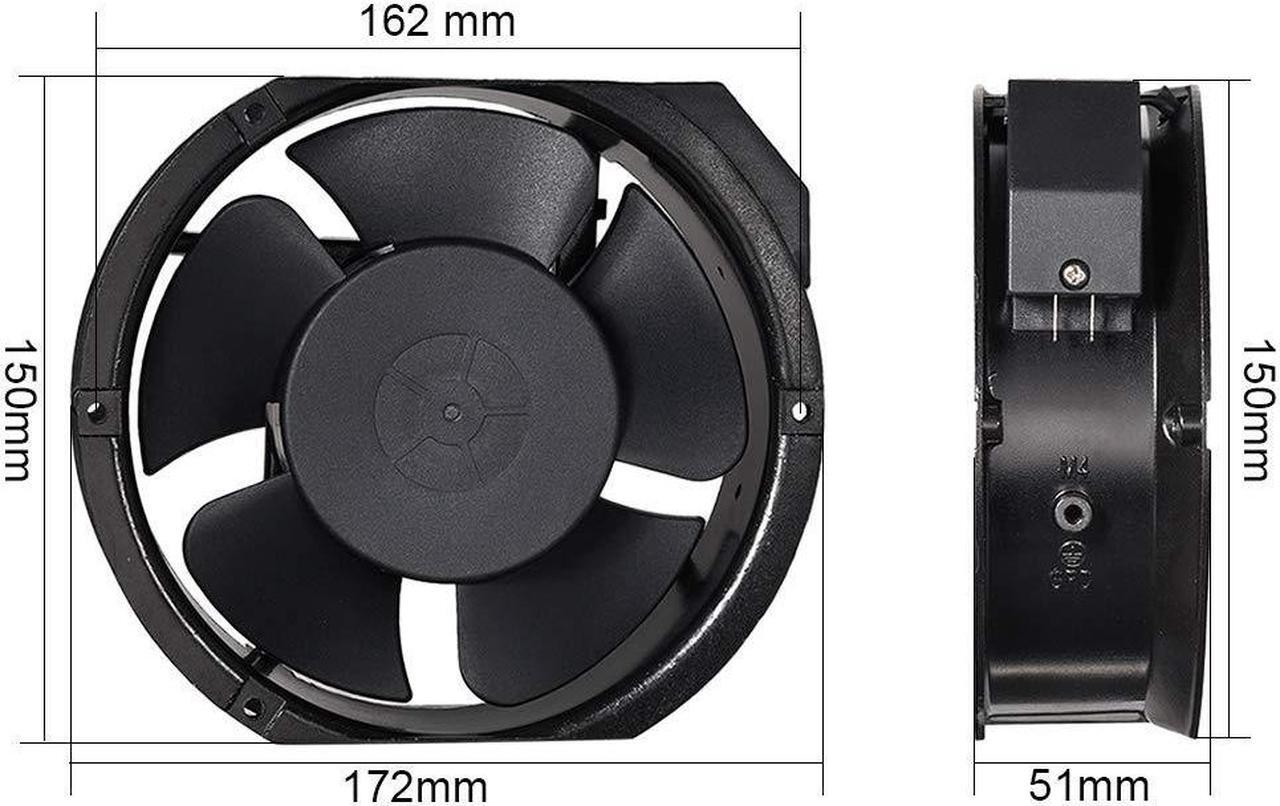 Alt view image 2 of 3 - uxcell Cooling Fan 172mm x 150mm x 51mm FP-108EX-S1-S AC 220/240V 0.22A Long Life Sleeve Bearings