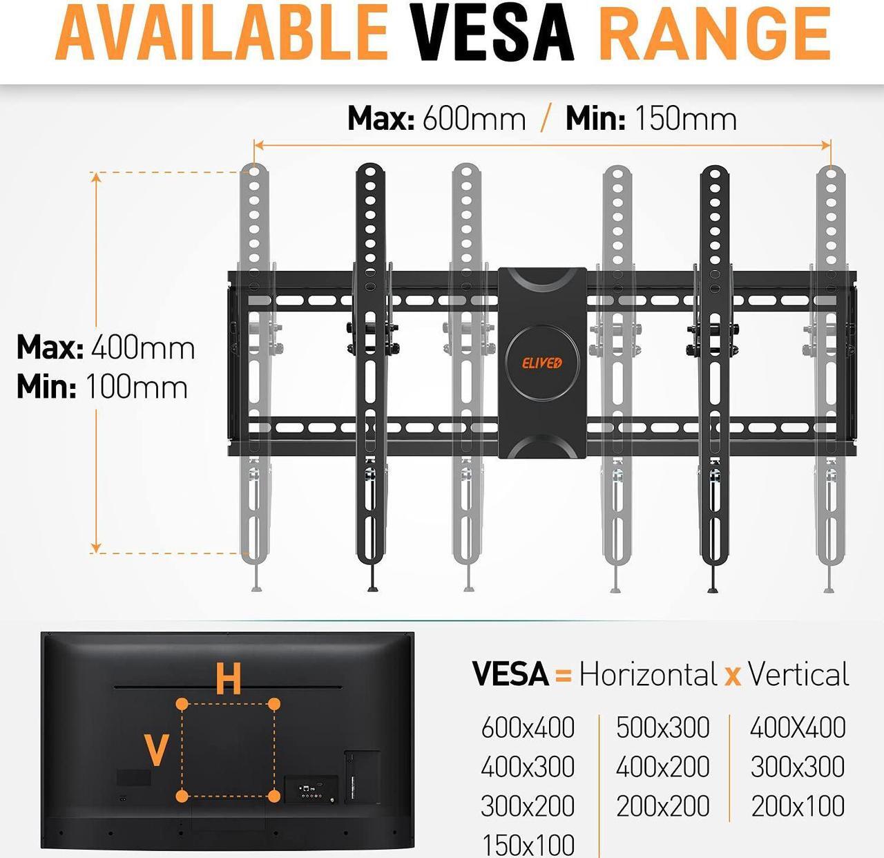 Alt view image 3 of 5 - Tilting TV Wall Mount Low Profile Flat TV Mount Bracket for Most 37-70 Inch TVs,Max VESA 600x400mm, Universal Hardware Kit for TV Mounting with Screws Washers Spacers Concrete Wall Anchors