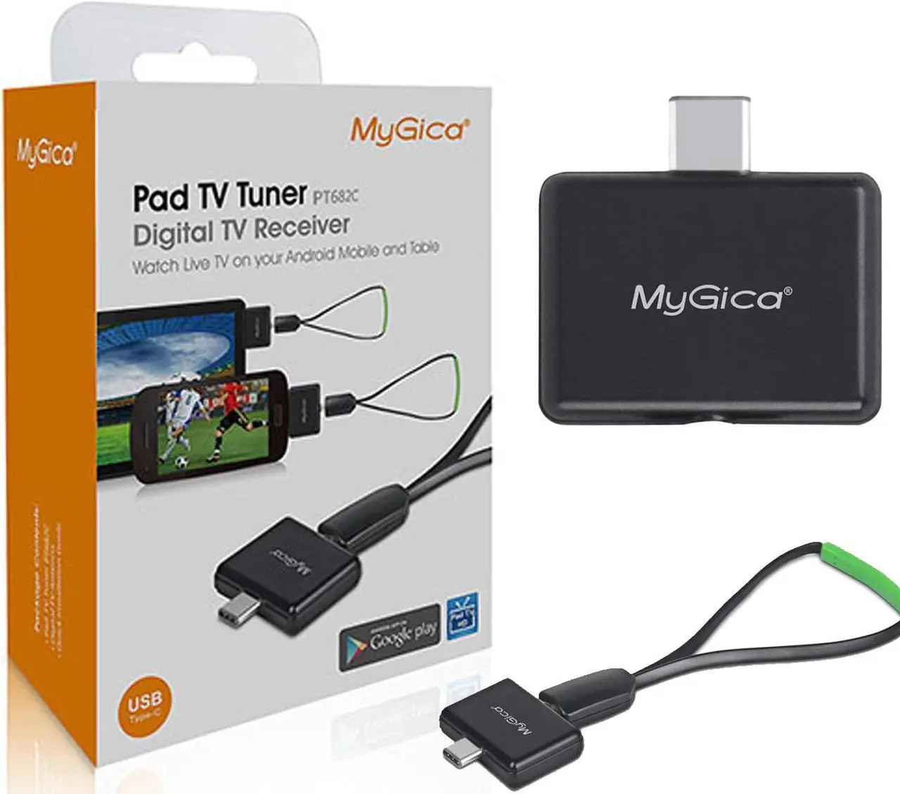 Main image of MyGica Type-C USB TV Tuner Card, Watching ATSC Digital TV Anywhere, Freeview HD TV Receiver, Recast Wireless HDTV Stick Tuner Adapter, USB TV Antenna for Android Phone Tablet PC Pad, No Internet Need