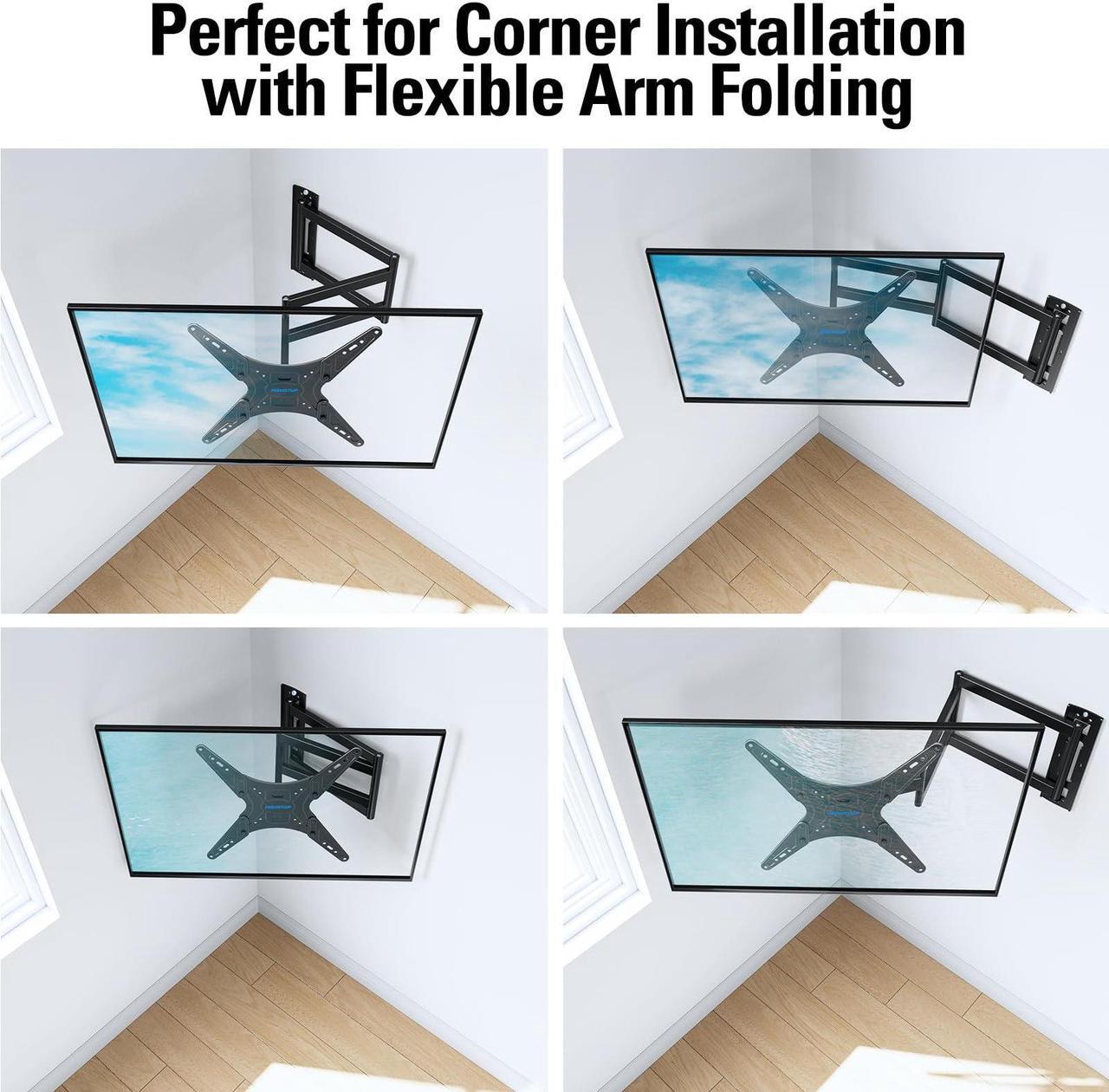 Alt view image 4 of 5 - MOUNTUP Long Arm TV Wall Mount for Most 26-65 Inch TVs, Corner TV Mount with 37.4 Inch Extension Arm, Smooth Swivel Tilt Single Stud Full Motion TV Bracket Max VESA 400x400mm, Holds to 77 lbs, MU0047