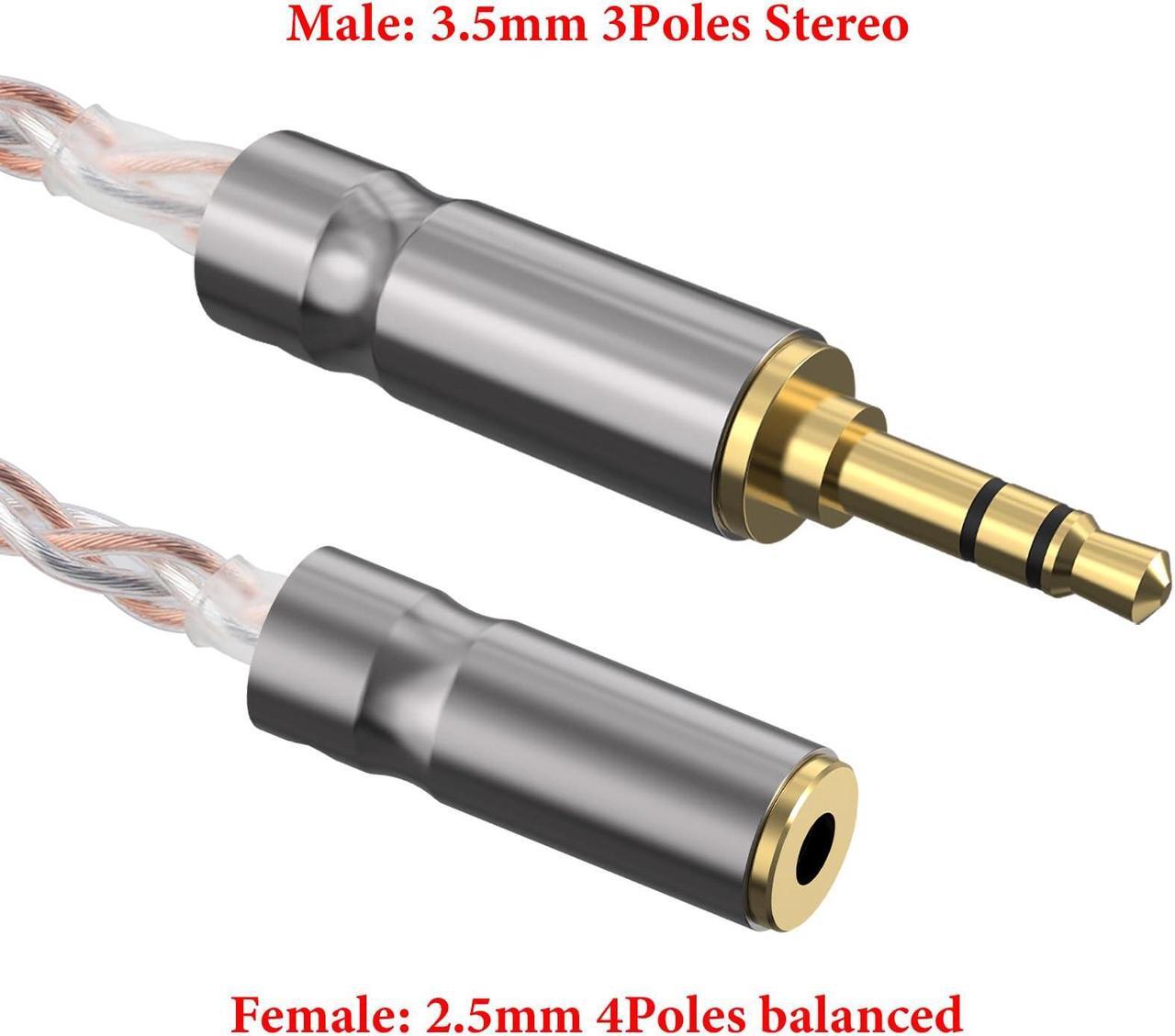 Alt view image 2 of 5 - Geekria 3.5mm (1/8'') Stereo Male to 2.5mm Balanced Female Headphones Adapter, Copper and Silverplated Upgrade Cable Conversion Audio Dongle Cable (0.5ft)