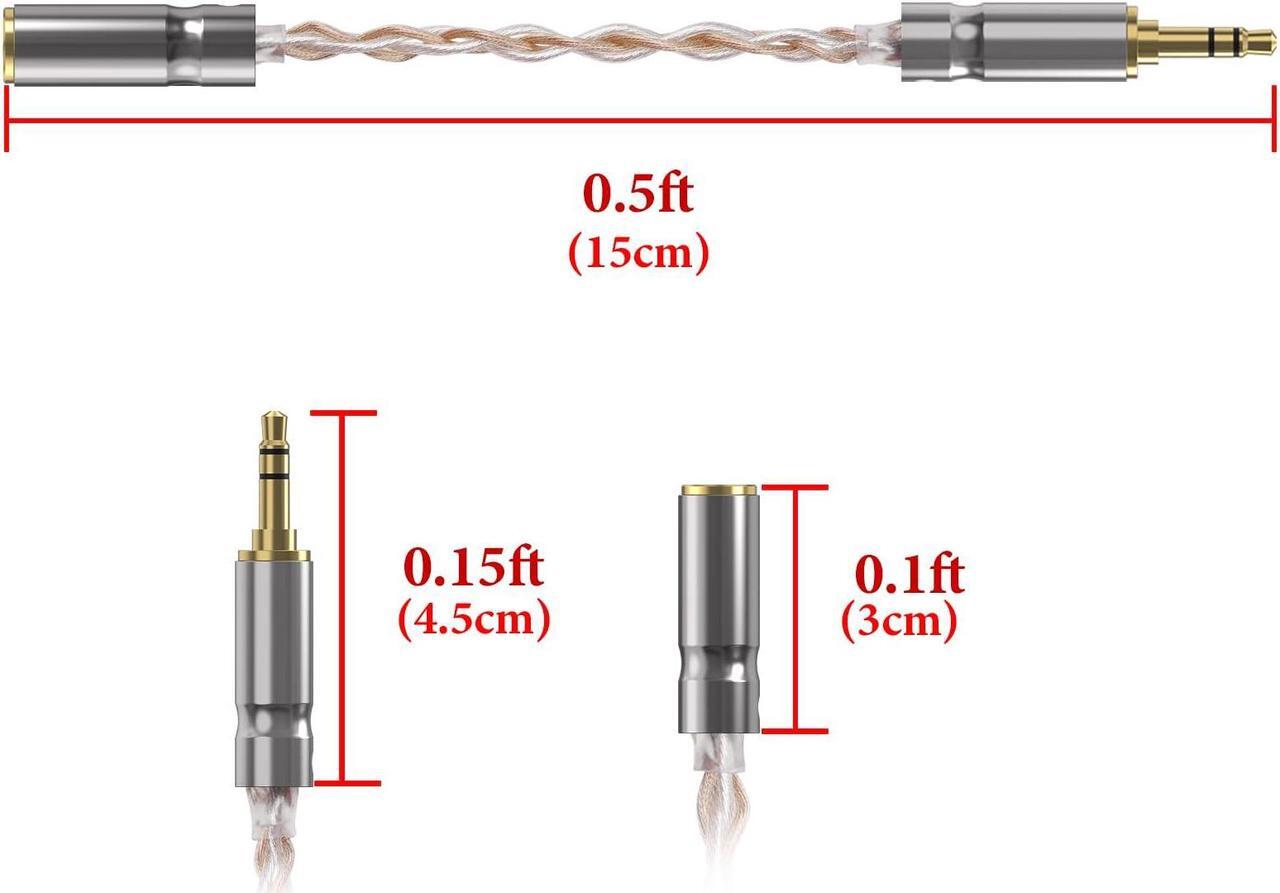 Alt view image 3 of 5 - Geekria 3.5mm (1/8'') Stereo Male to 2.5mm Balanced Female Headphones Adapter, Copper and Silverplated Upgrade Cable Conversion Audio Dongle Cable (0.5ft)