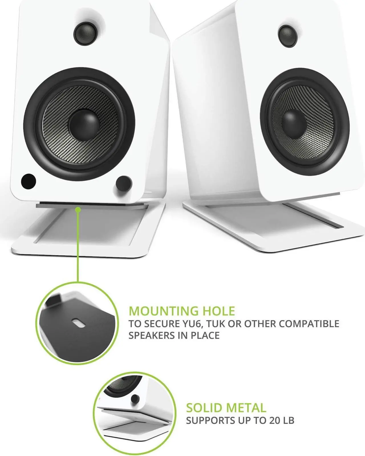 Alt view image 2 of 5 - Kanto S6W Desktop Speaker Stands for Large Speakers - 2 Pack (White)