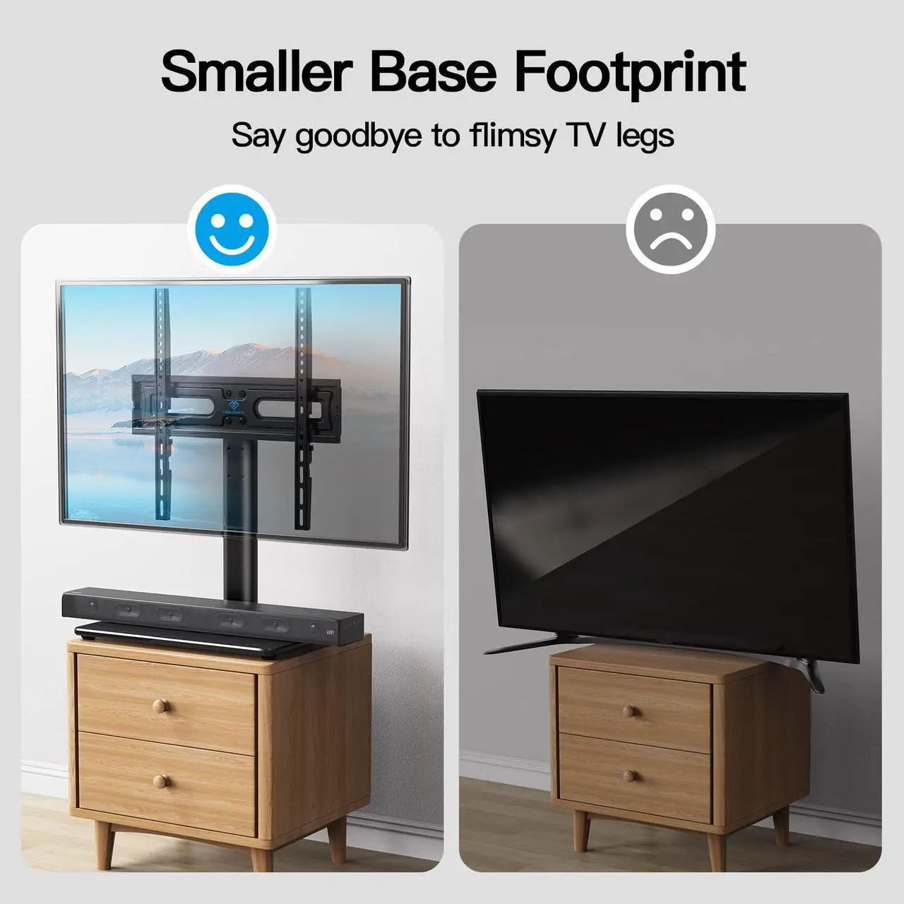 Alt view image 5 of 5 - PERLESMITH Universal TV Stand Table Top TV Base for 32 to 60,65 inch LCD LED OLED 4K Flat Screen TVs-Height Adjustable TV Mount Stand with Tempered Glass Base, VESA 400x400mm,Holds up to 88lbs PSTVS15