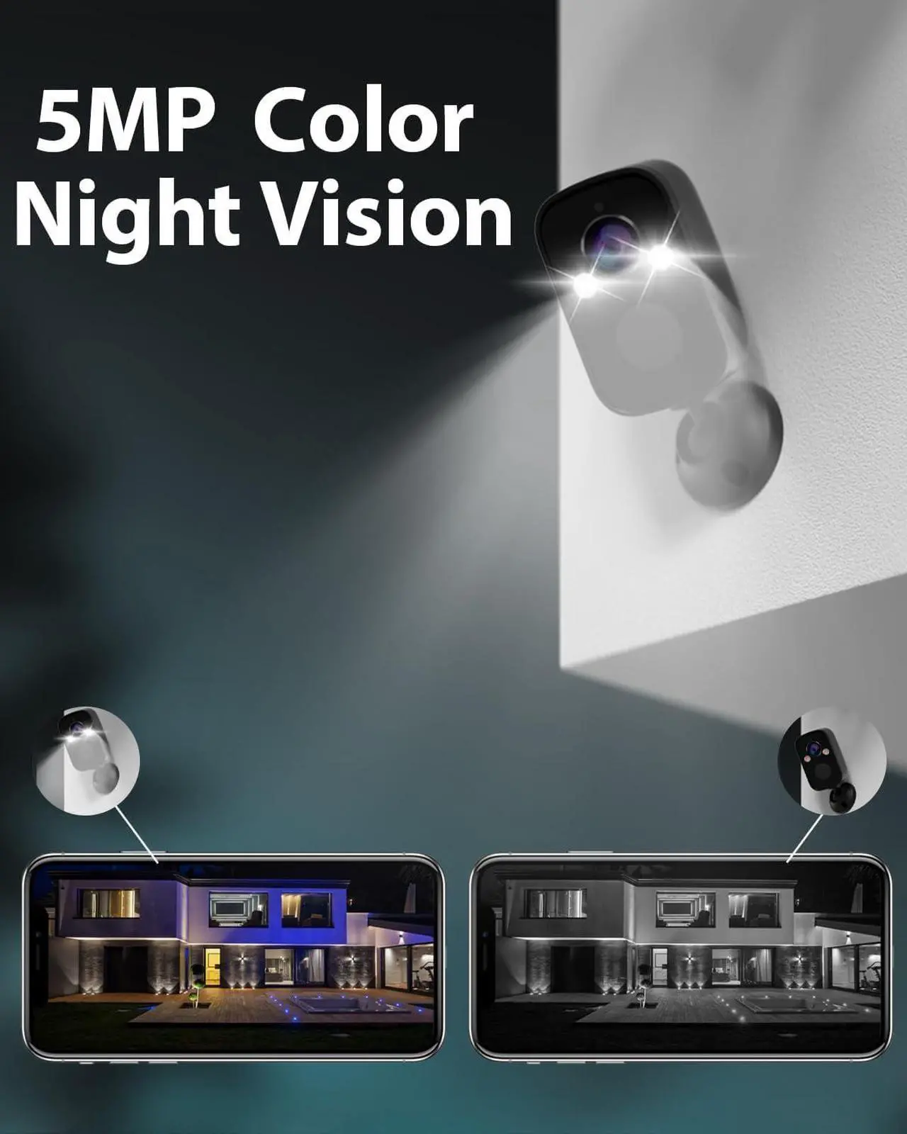 Alt view image 4 of 5 - Rraycom 4Pack Security Cameras Wireless Outdoor for Home Security, 5MP Security Camera with Color Night Vision, Spotlight Siren Alarm, AI Motion Detection, 2-Way Talk, Cloud/SD, Works with Alexa