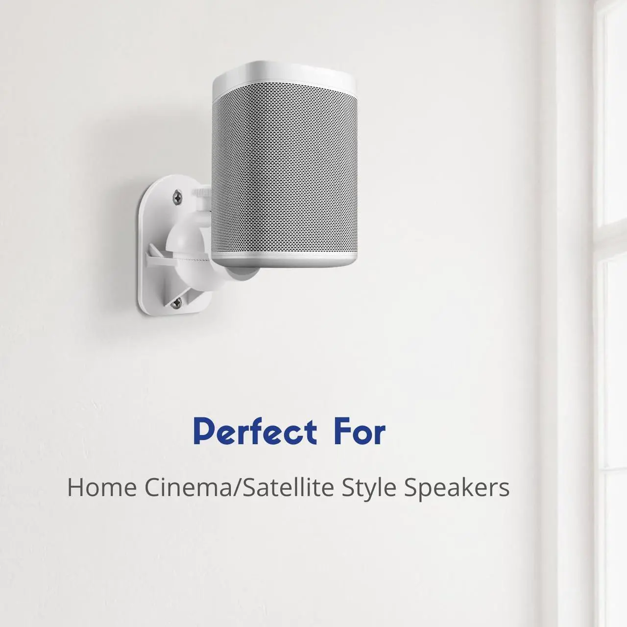 Alt view image 4 of 5 - TNP Universal Satellite Speaker Wall Mount Brackets - Stylish White Finish Surround Sound Speaker Mounts with Adjustable Swivel & Tilt Angle for Home Theater Speaker System,Can Hold Up to 11lbs,3Pairs