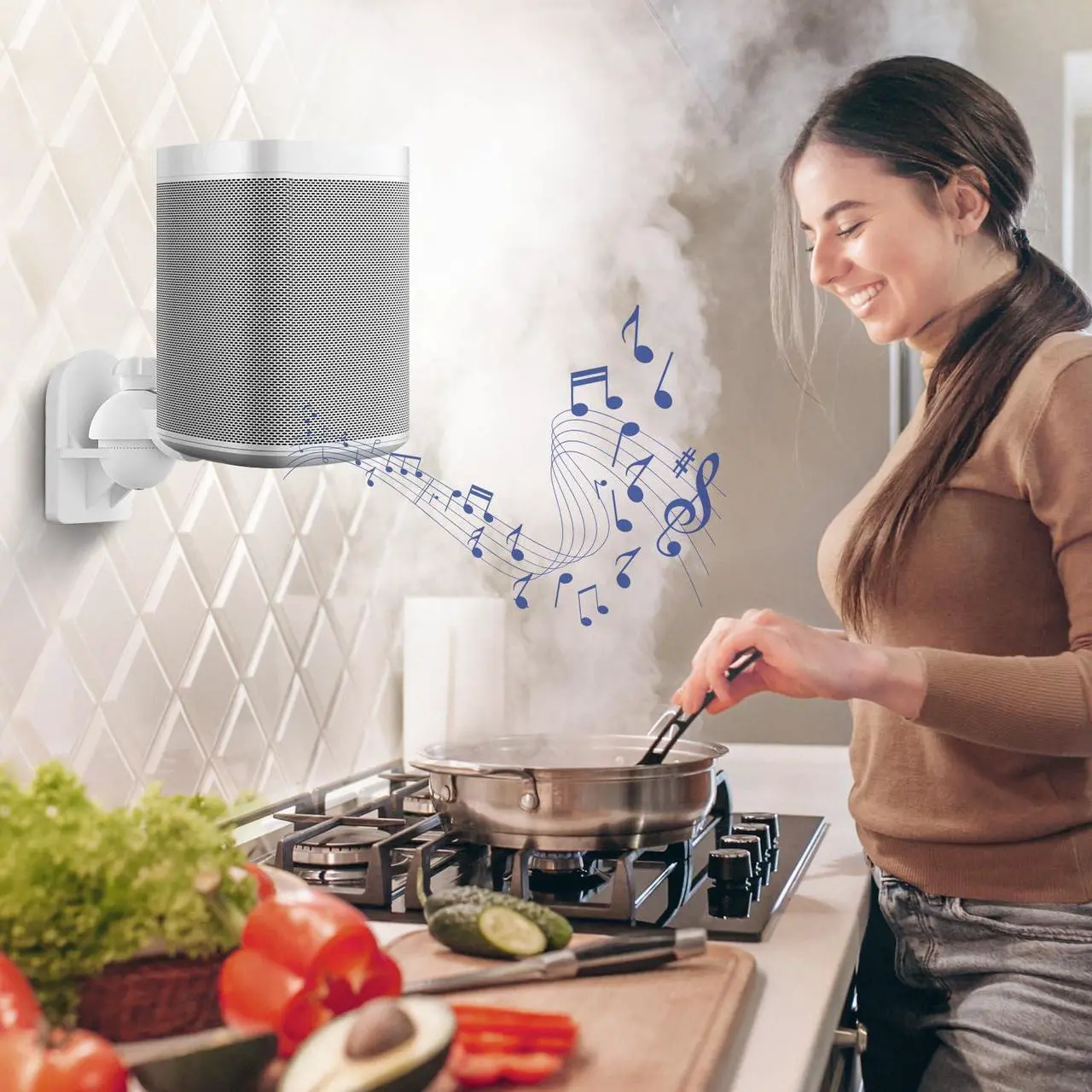 Alt view image 5 of 5 - TNP Universal Satellite Speaker Wall Mount Brackets - Stylish White Finish Surround Sound Speaker Mounts with Adjustable Swivel & Tilt Angle for Home Theater Speaker System,Can Hold Up to 11lbs,3Pairs