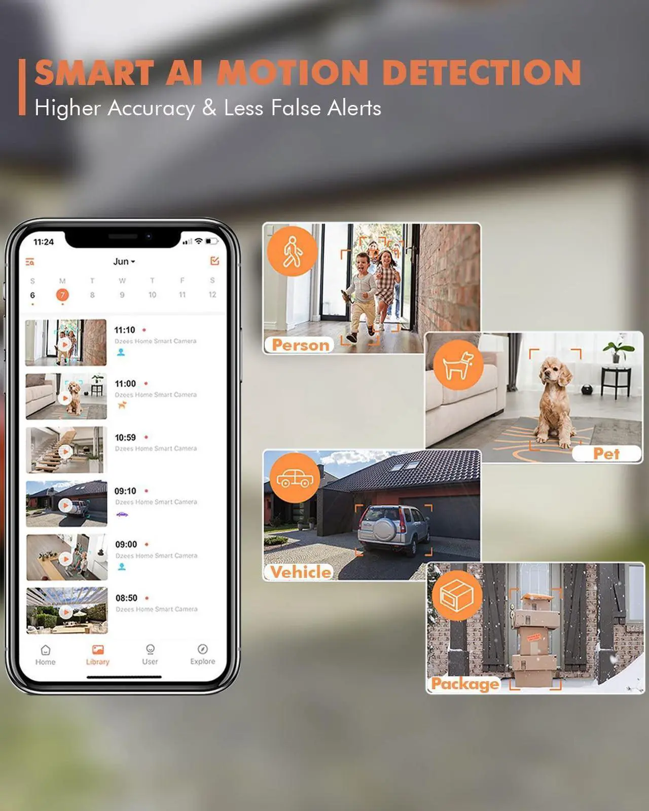 Alt view image 3 of 5 - Dzees Security Camera Outdoor Wireless - Upgrade 2K 3MP Battery Powered WiFi Outdoor Camera Wireless, Spotlight, Siren, AI Dectection, Color Night Vision, IP66 Waterproof Cloud/SD-Black