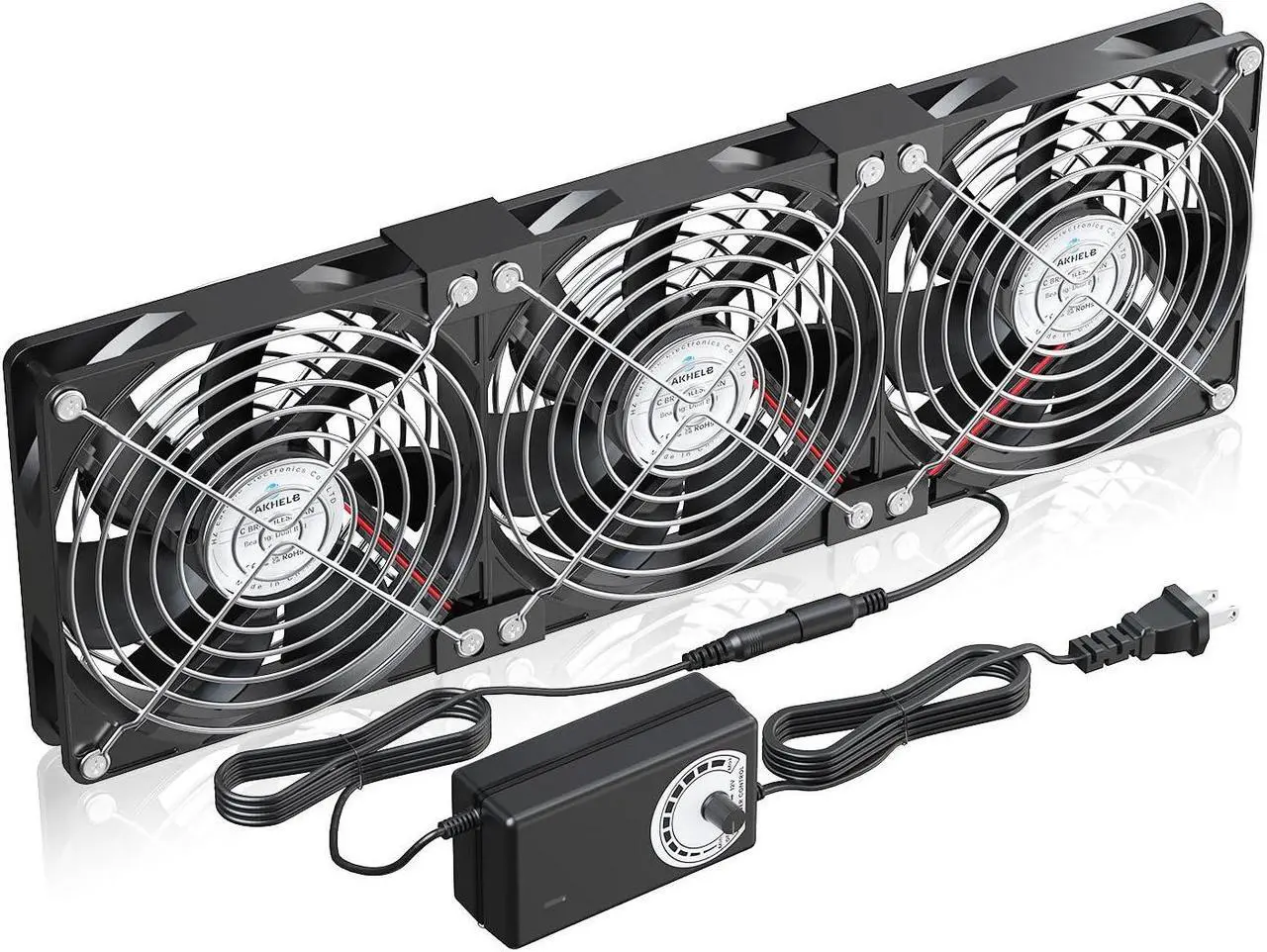 Main image of 3x120mm Fans Version, High-Airflow DC 12V Cooling Fan with AC 110V 120V Speed Controller, 360x120x25mm Cooling Fans,Ideal for DIY Cabinet, Chassis, Server, Workstation Cooling, and Plant Ventilation