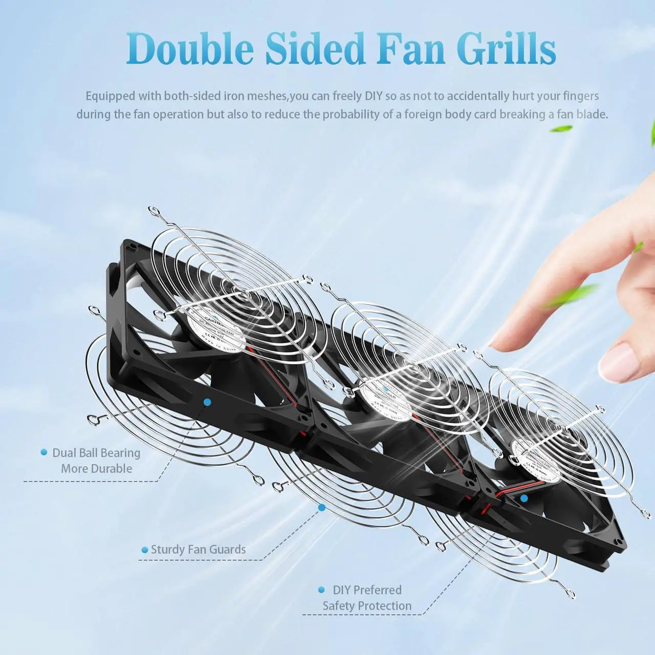Alt view image 4 of 5 - 3x120mm Fans Version, High-Airflow DC 12V Cooling Fan with AC 110V 120V Speed Controller, 360x120x25mm Cooling Fans,Ideal for DIY Cabinet, Chassis, Server, Workstation Cooling, and Plant Ventilation