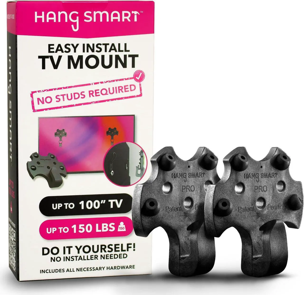 Main image of HangSmart TV Wall Mount NO STUD Easy Install, DIY hangs any TV in minutes, 19-100 inch TVs, Holds up to 150LBS, Multi-Purpose most LED LCD Flat Screen TVs & Monitors, Include Hardware (TV 19" to 100")