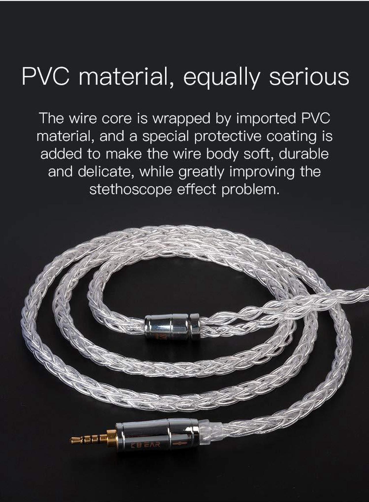 Alt view image 3 of 5 - 8 Core QDC Earphone Cable-KBEAR [Limpid Pro] Upgrade Cable, 4N Pure Silver Cable, IEM Detachable Cable with 2.5mm Plug, Suit for ZS10-PRO AS16 ASF EDX EDXPRO AST DQ6 EDS ED10 (QDC, 2.5Silver)
