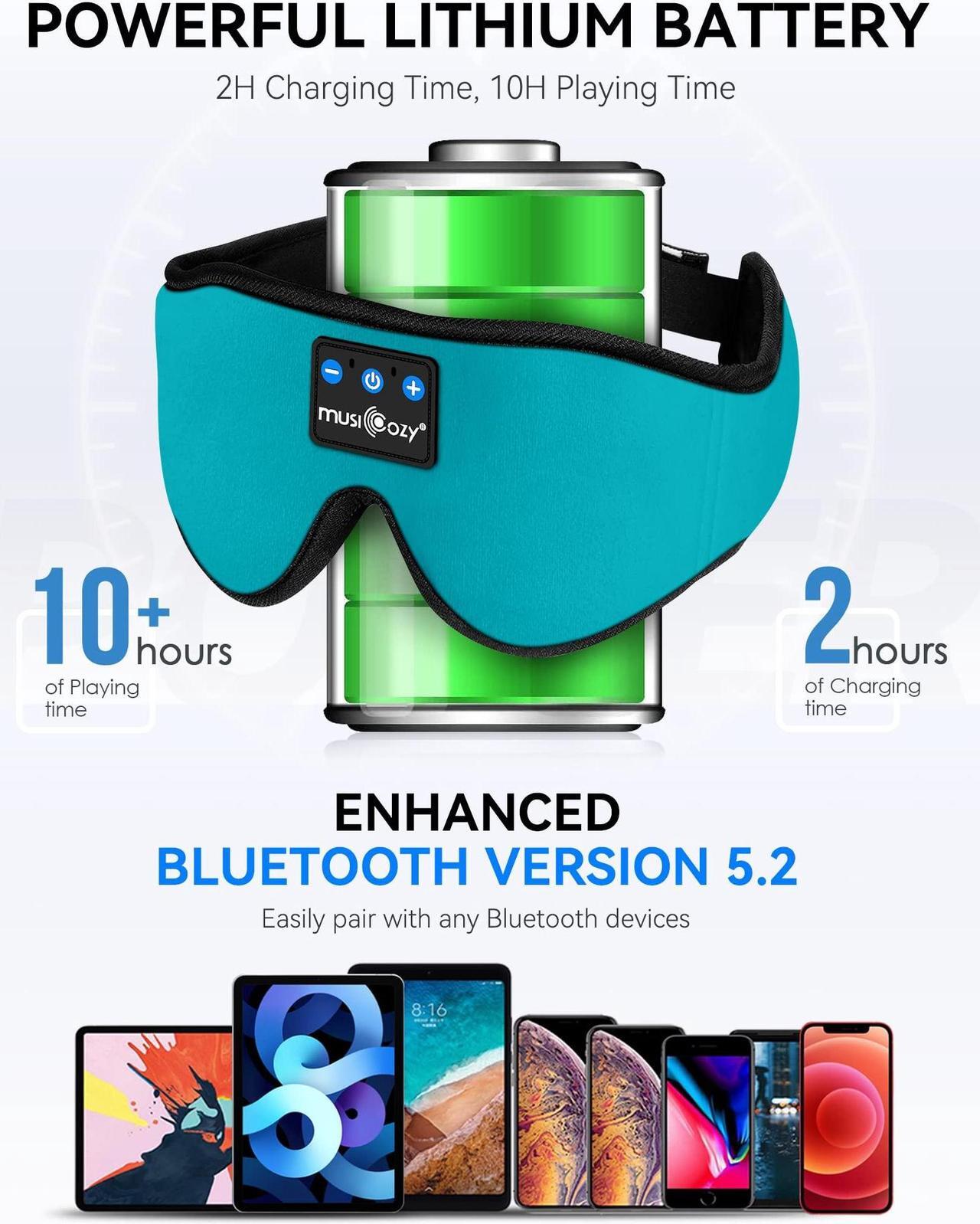 Alt view image 4 of 5 - MUSICOZY Sleep Headphones 3D Bluetooth 5.2 Headband Sleep Mask, Wireless Sleeping Headphones Music Earbuds Eye Mask for Side Sleepers Travel with Speakers Cool Gadgets Gifts