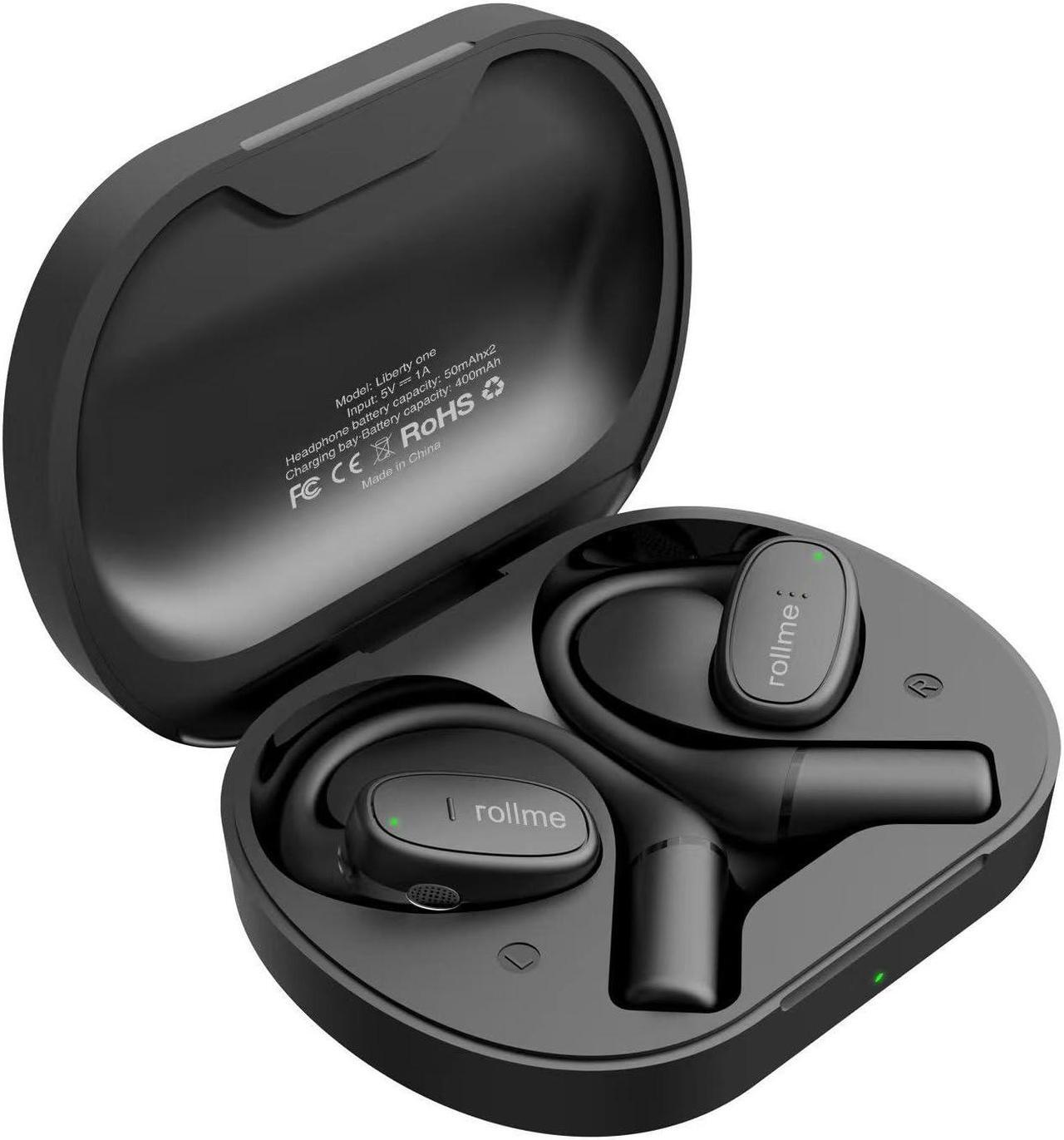 Main image of rollme Liberty One Open Ear Headphones, Wireless Earbuds with Earhooks, Secure Fit, Ergonomic Design, Bluetooth 5.3, IPX5 Water-Resistant, Sweat Resistant, Fast Charging, 30HRS Playtime(Black)