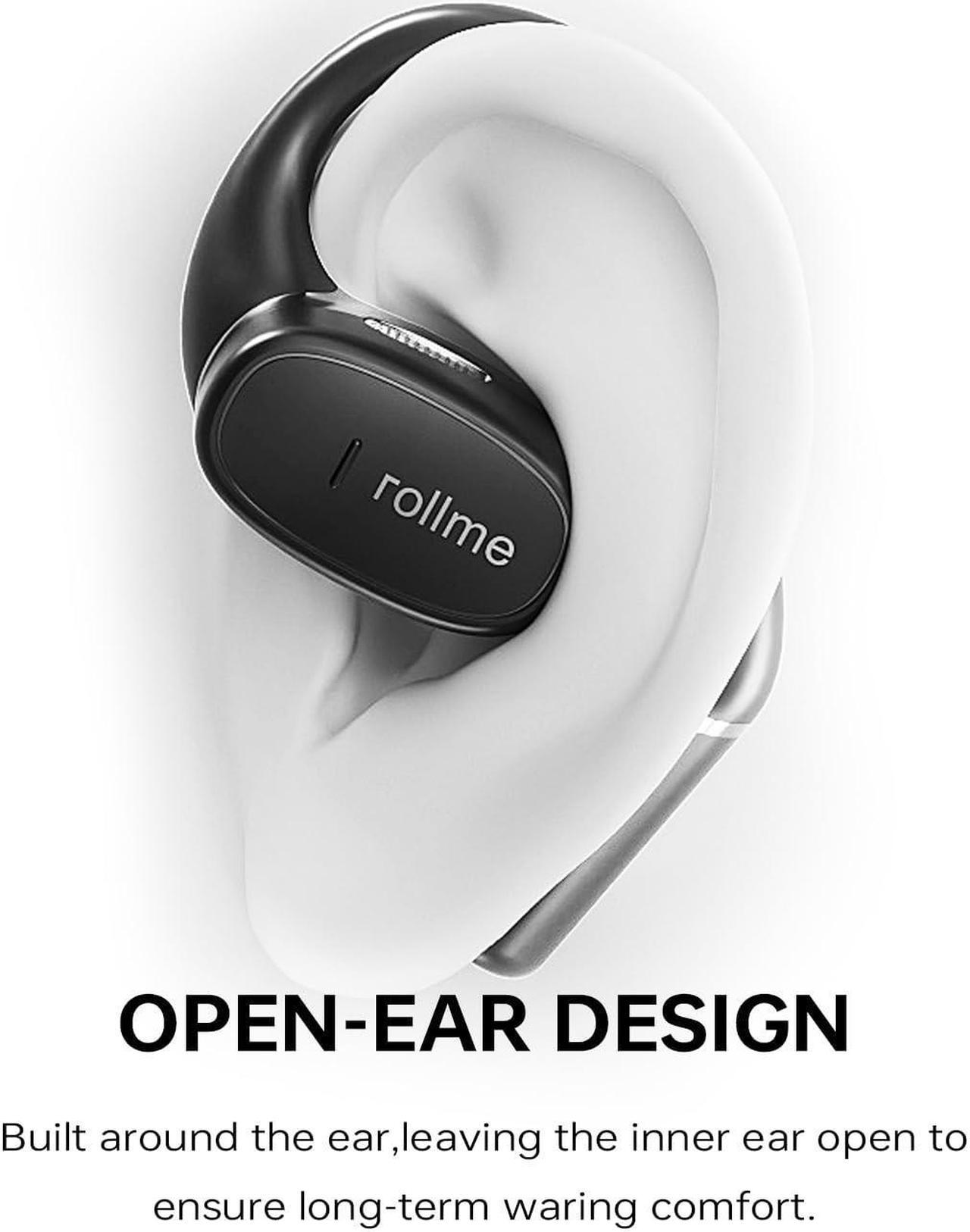 Alt view image 5 of 5 - rollme Liberty One Open Ear Headphones, Wireless Earbuds with Earhooks, Secure Fit, Ergonomic Design, Bluetooth 5.3, IPX5 Water-Resistant, Sweat Resistant, Fast Charging, 30HRS Playtime(Black)