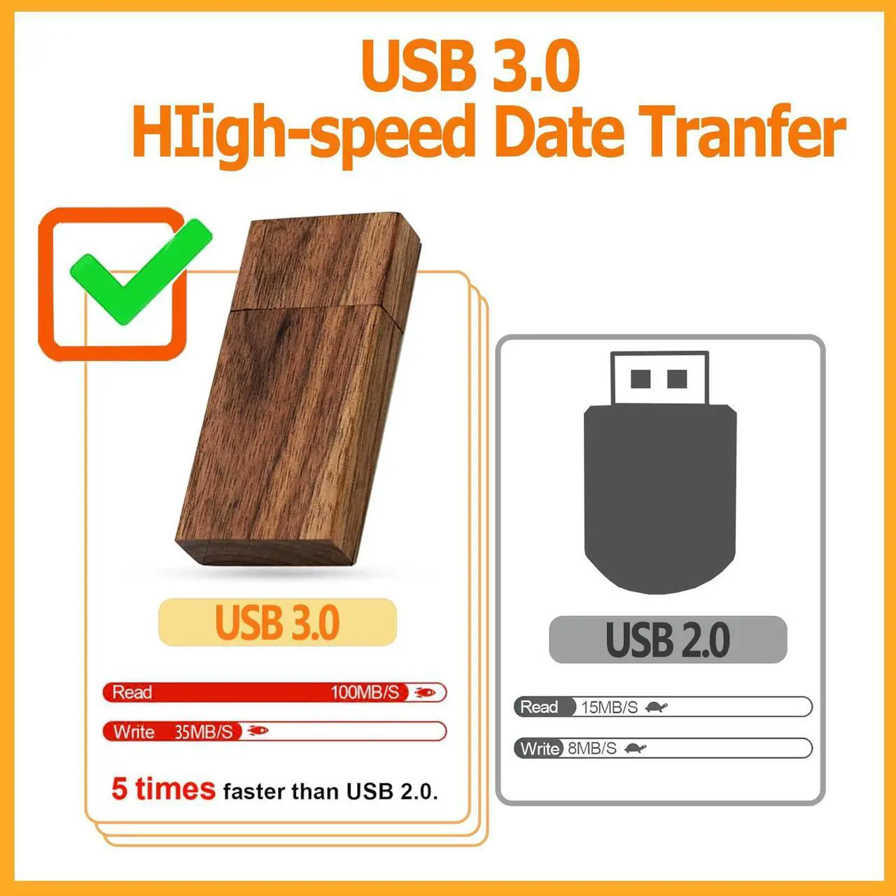 Alt view image 5 of 5 - USB 3.0 Wood Flash Drives 32GB Memory Stick TATMOHIK Wood USB FLash drive High Speed Wood USB Thumb Drive Bulk Jump Drives for Digital Date Storage,Zip Drive,USB stick(5 Pack-Walnut Wood Shell