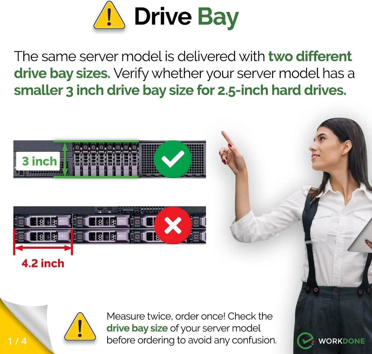 Alt view image 2 of 5 - WORKDONE 3-Pack - 2.5" Hard Drive Caddy G176J Compatible for Dell PowerEdge Server - R310 R410 R415 R510 R610 M610 T710 R710 M710 R715 R810 R815 R910 M910 and More - Hot-Swap Tray - Setup with Manual