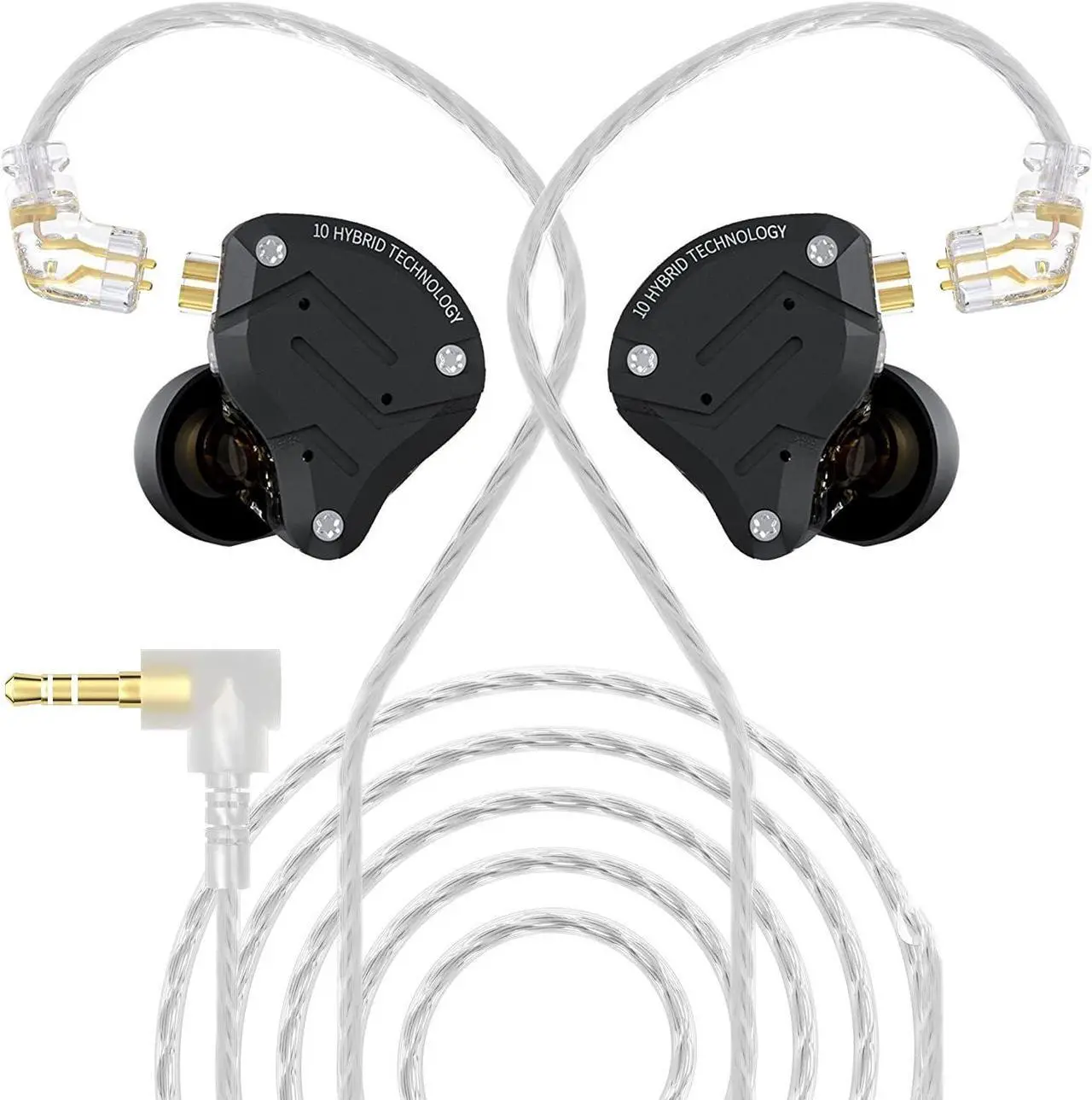 Main image of KZ ZS10 Pro IEM Headphone, KZ in Ear Monitor Wired Earbuds 4BA+1DD 5 Drivers Metal in Ear Earphones with Stainless Steel Faceplate, 2Pin Detachable Cable for Musician Singer (Matte Black, Without Mic)