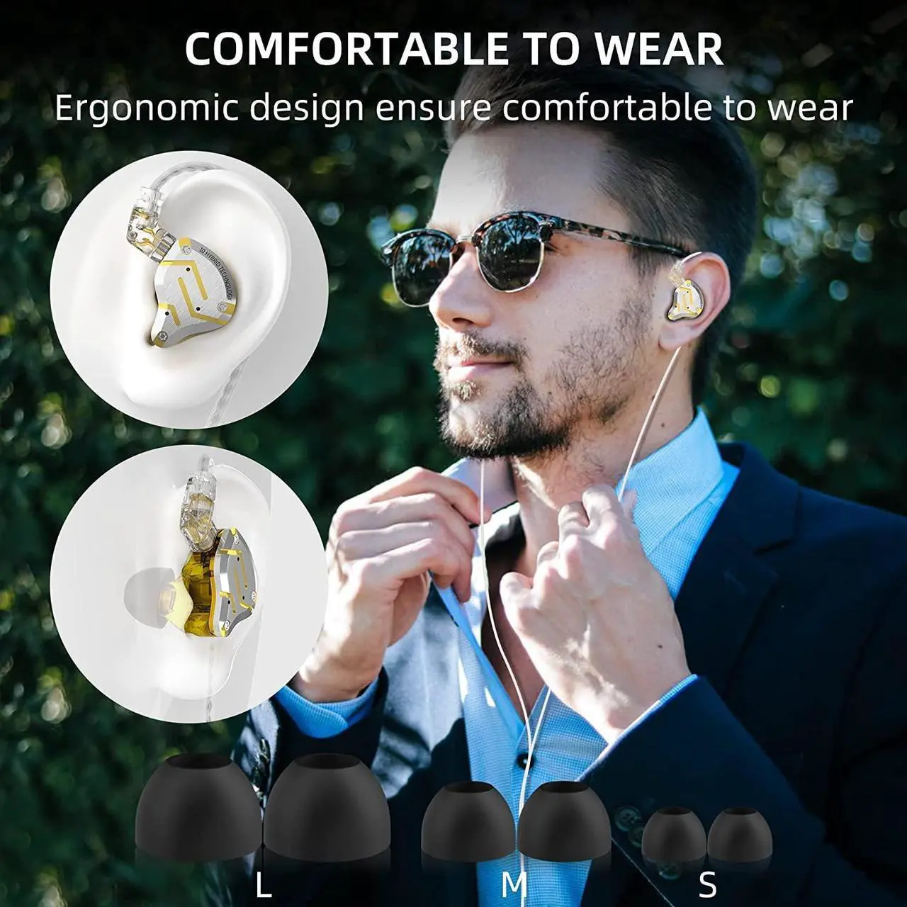 Alt view image 3 of 5 - KZ ZS10 Pro IEM Headphone, KZ in Ear Monitor Wired Earbuds 4BA+1DD 5 Drivers Metal in Ear Earphones with Stainless Steel Faceplate, 2Pin Detachable Cable for Musician Singer (Matte Black, Without Mic)