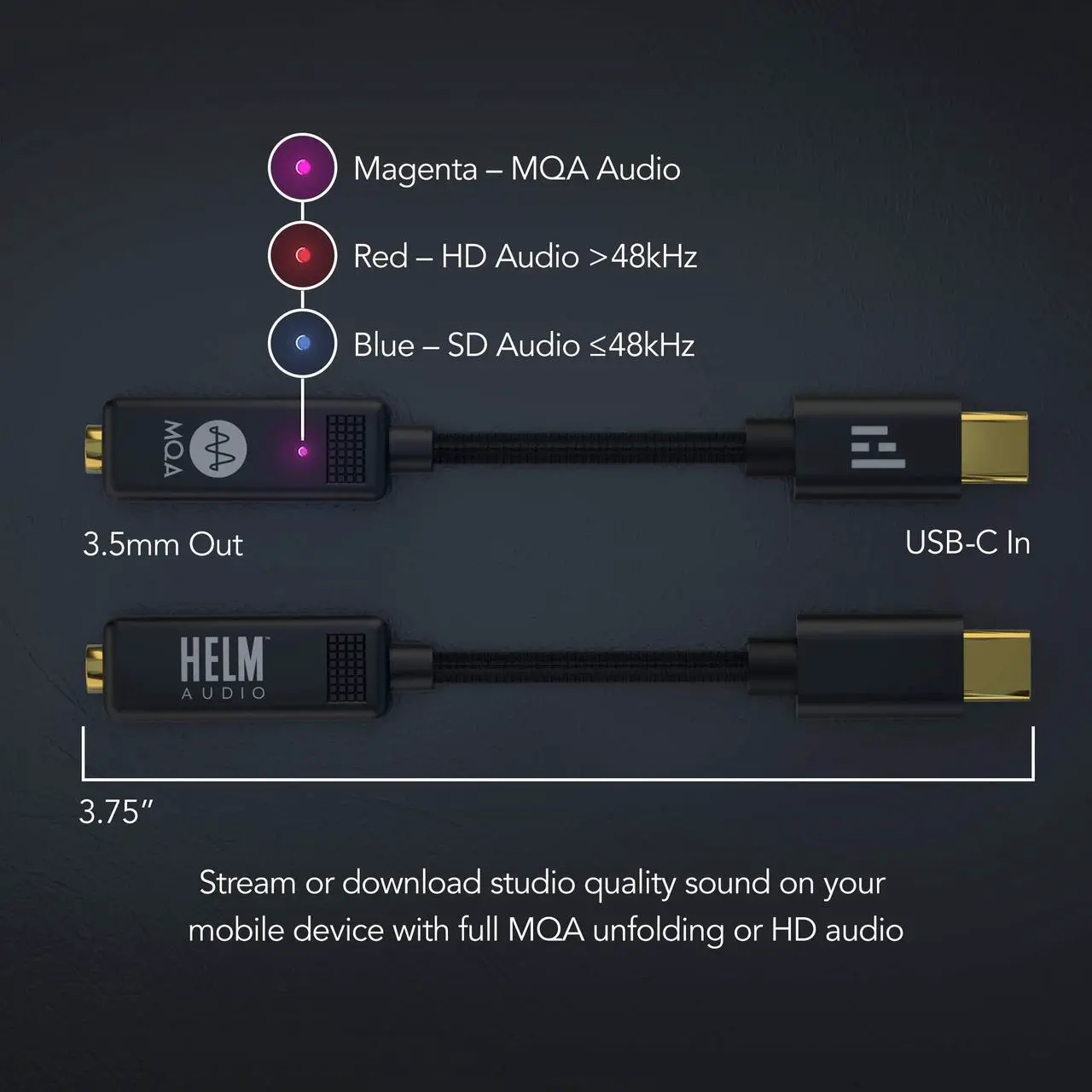 Alt view image 5 of 5 - HELM Audio BOLT DAC/AMP, USB-C Portable High-End DAC/Headphone Amplifier with MQA Playback. Mobile Studio Sound for Android, iOS and PC. USB-C to 3.5mm Audio, THX Certified