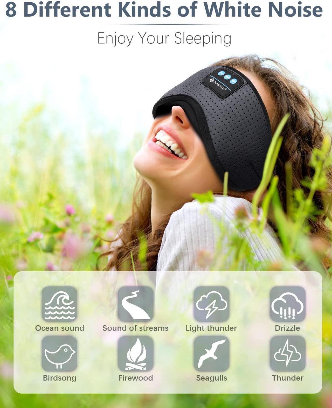 Alt view image 3 of 5 - Sleep Headphones, White Noise Bluetooth Sleep Mask 3D Breathable Wireless Eye Mask for Timing, Sleep Mask with Bluetooth Headphones for Side Sleepers Travel Yoga,Cool Gadgets for Women Man